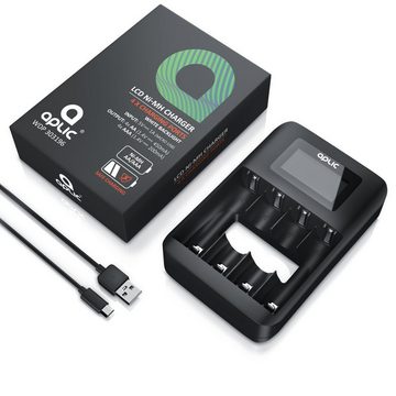 Aplic Batterie-Ladegerät (1800 mA, 4-Schacht USB Ni-MH Akku-Lader, Individuelle Ladeschachtüberwachung)