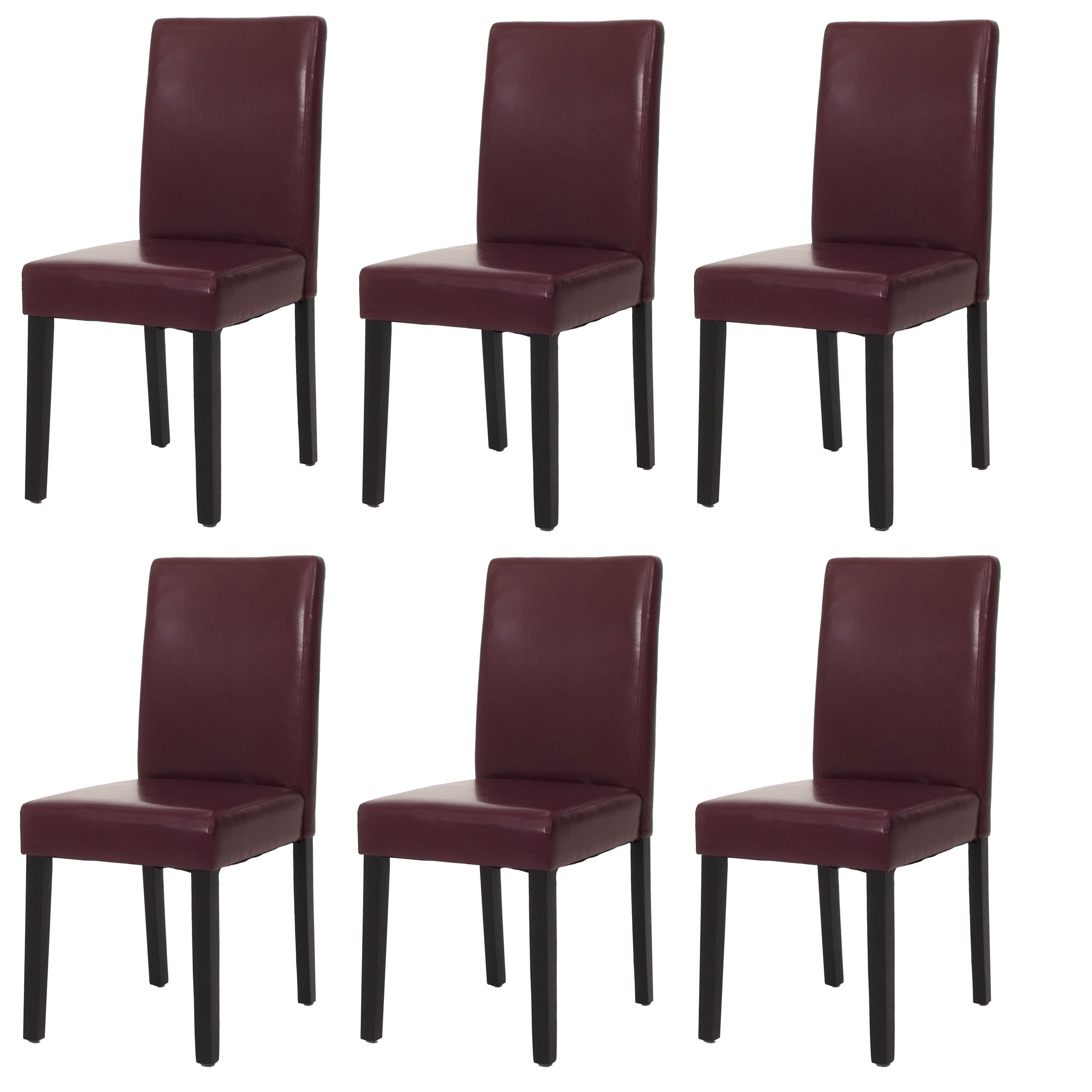 MCW Esszimmerstuhl Littau Kunstleder 6er-Set Kunstleder Rot Dunkle Beine günstig online kaufen