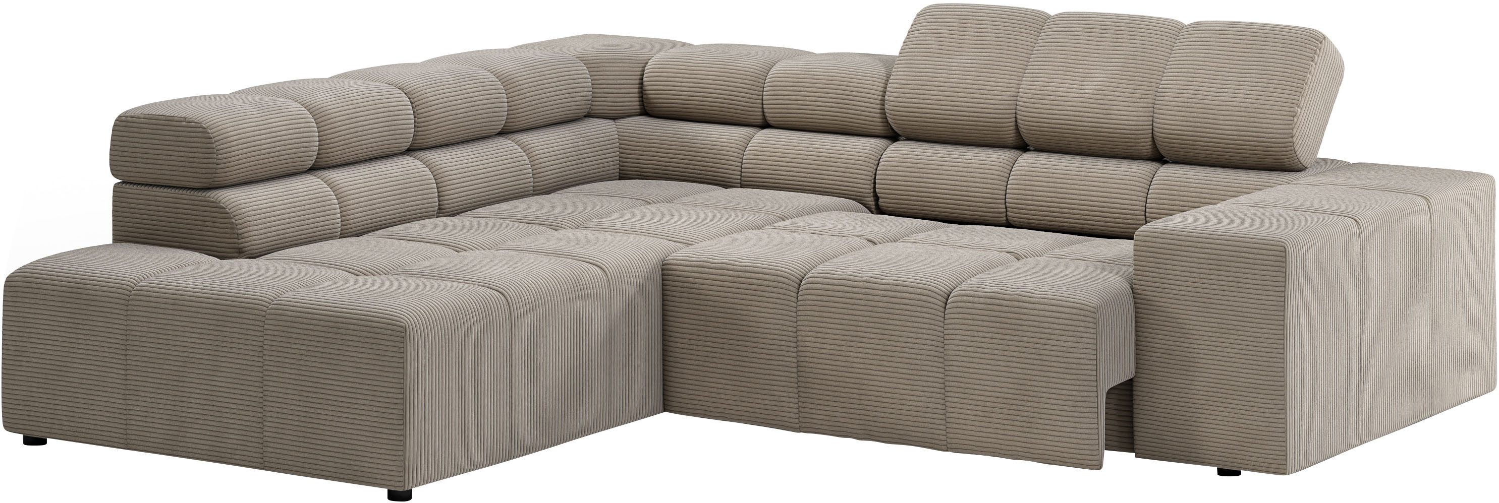 Home affaire Ecksofa Ancona, incl. Kopfteilverstellung + 3 Zierkissen, L-Form, Breite 249cm, wahlweise motorische Sitztiefenverstellung, B/T(H: 249/215/70 cm