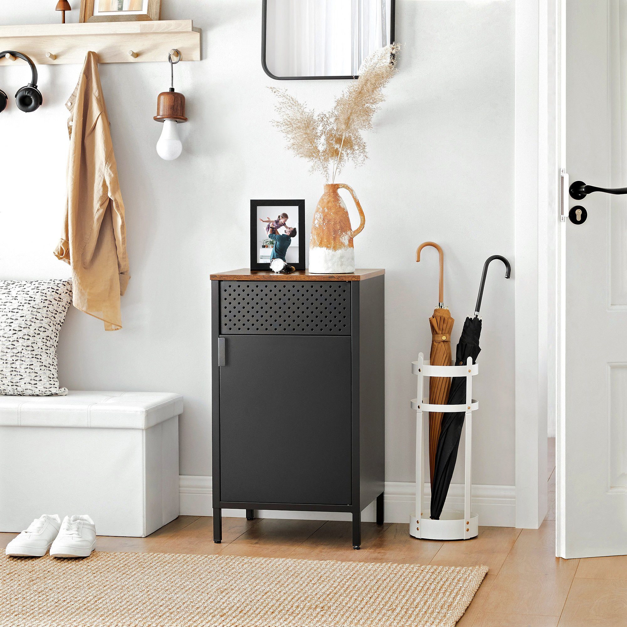 SONGMICS Aktenschrank Küchenschrank Metallschrank, Tür mit Magnet, Stahlges günstig online kaufen