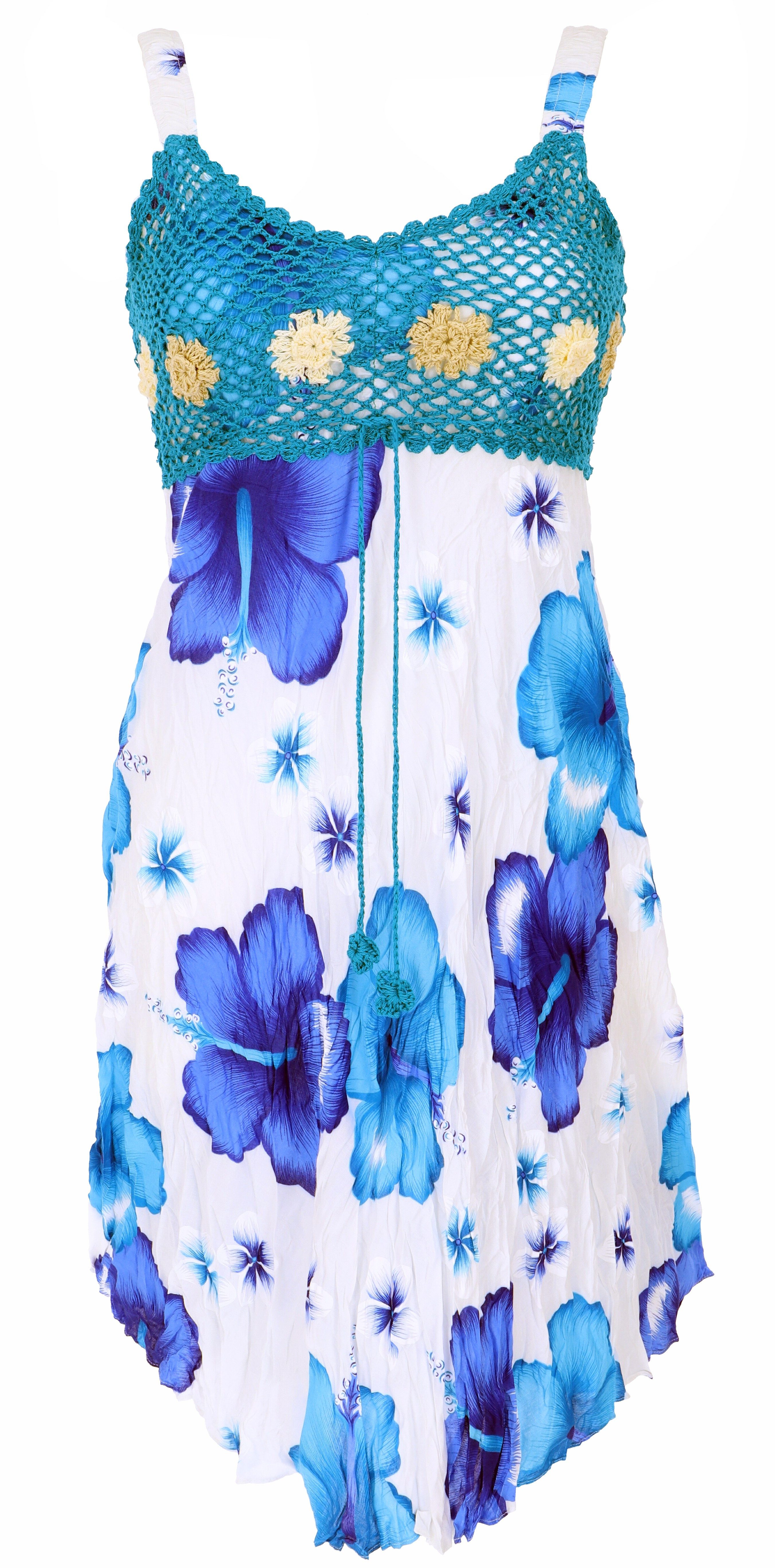 Guru-Shop Midikleid Boho Minikleid, Sommerkleid Hawaii,.. alternative Bekleidung