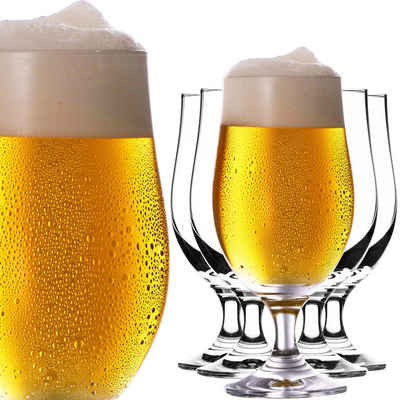 PLATINUX Bierglas Bierpokale, Crystalline Glas, 300ml (max. 400ml) Set 6-Teilig Biergläser Bierkelche Biertulpen