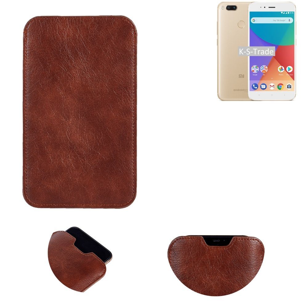 K-S-Trade Handyhülle für Xiaomi Mi A1, Schutzhülle Handyhülle Handytasche Kunstleder Sleeve in braun