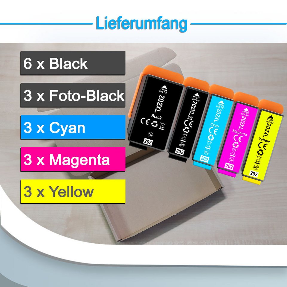 Thumbnail - Druckerparadies 18er Pack Druckerpatronen 202 202XL kompatibel mit Epson XP-6100 Tintenpatrone (18-tlg)
