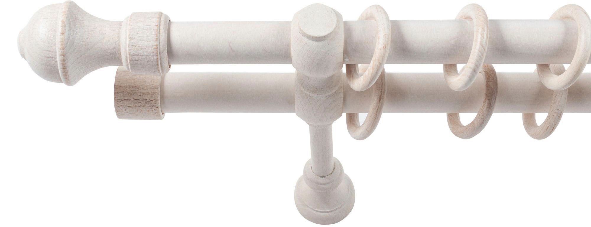 SN DECO GROUP Gardinenstange Ares, 2-läufig, Fixmaß, mit Bohren, verschraubt, Holzwerkstoff, 28 mm, Holz, verschiedene Längen und Farben, Komplettset