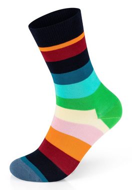 Happy Socks Basicsocken 3-Pack Stripe Big Luck Car gekämmte Baumwolle