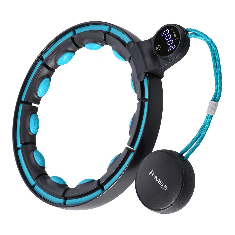 HMS Hula-Hoop-Reifen Fitnessreifen Massagereifen Bauchtrainer (Spar-Set, 1-tlg., 28-45 cm verstellbar), 32 Magnete, LCD-Zähler, USB-C-Akku, verstellbar