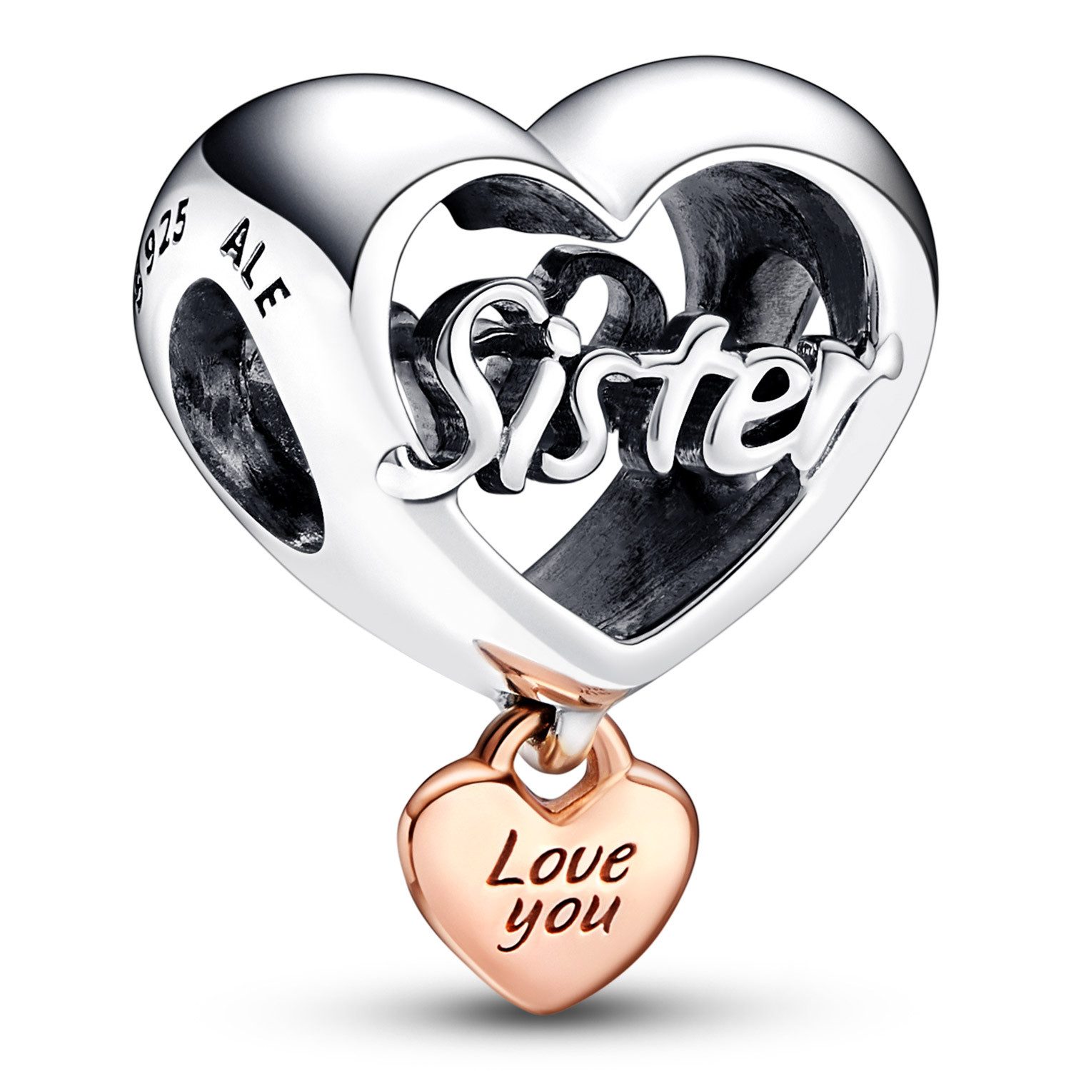 Herzanhänger Silber Charm Love You Sister Herz