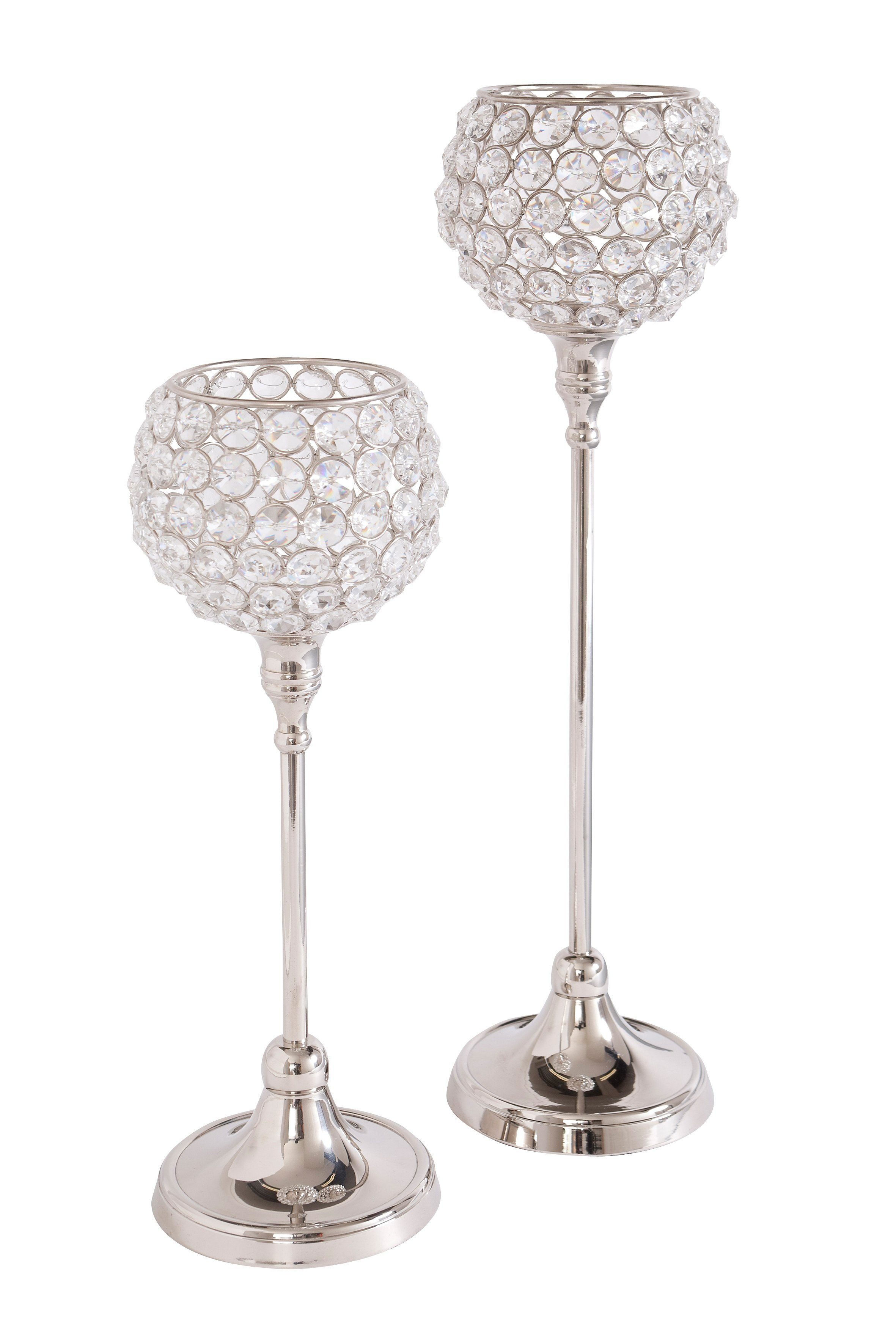 Home affaire Teelichthalter Kristall (Set, 2 St), Romantischer Kerzenständer