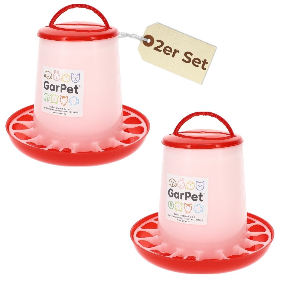 GarPet Futterspender 2er Set Futterautomat Hühner Futterspender Hühner Futtertrog Küken