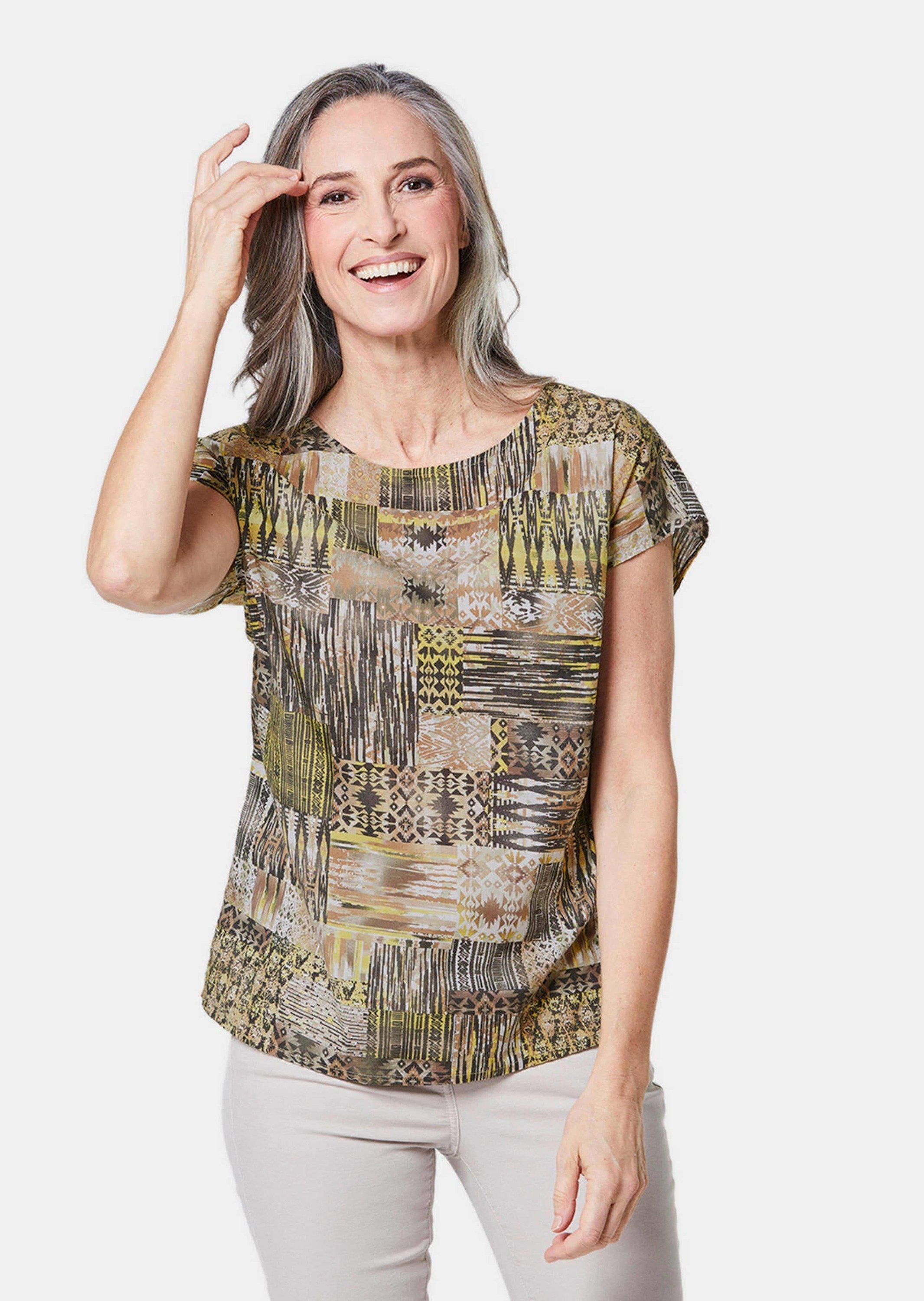 Druckbluse Ultraleichte Printbluse mit Kurzarm