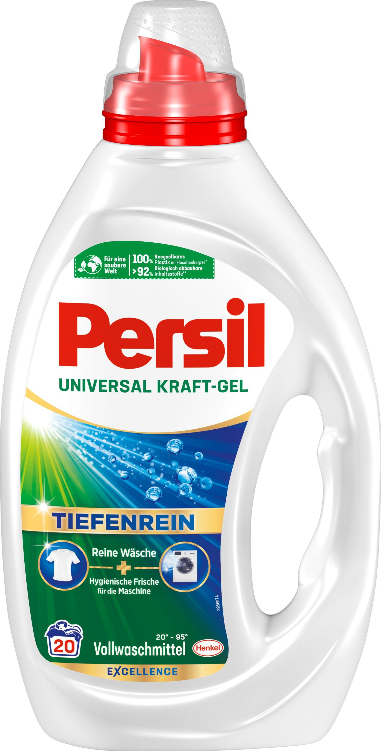 Persil Kraft Gel Universal & Sensitive Gel 2 x 20 WL (40WL) Vollwaschmittel (Doppelpack, [2-St. Flüssigwaschmittel für Allergiker & Babys - mit Tiefenrein Technologie)