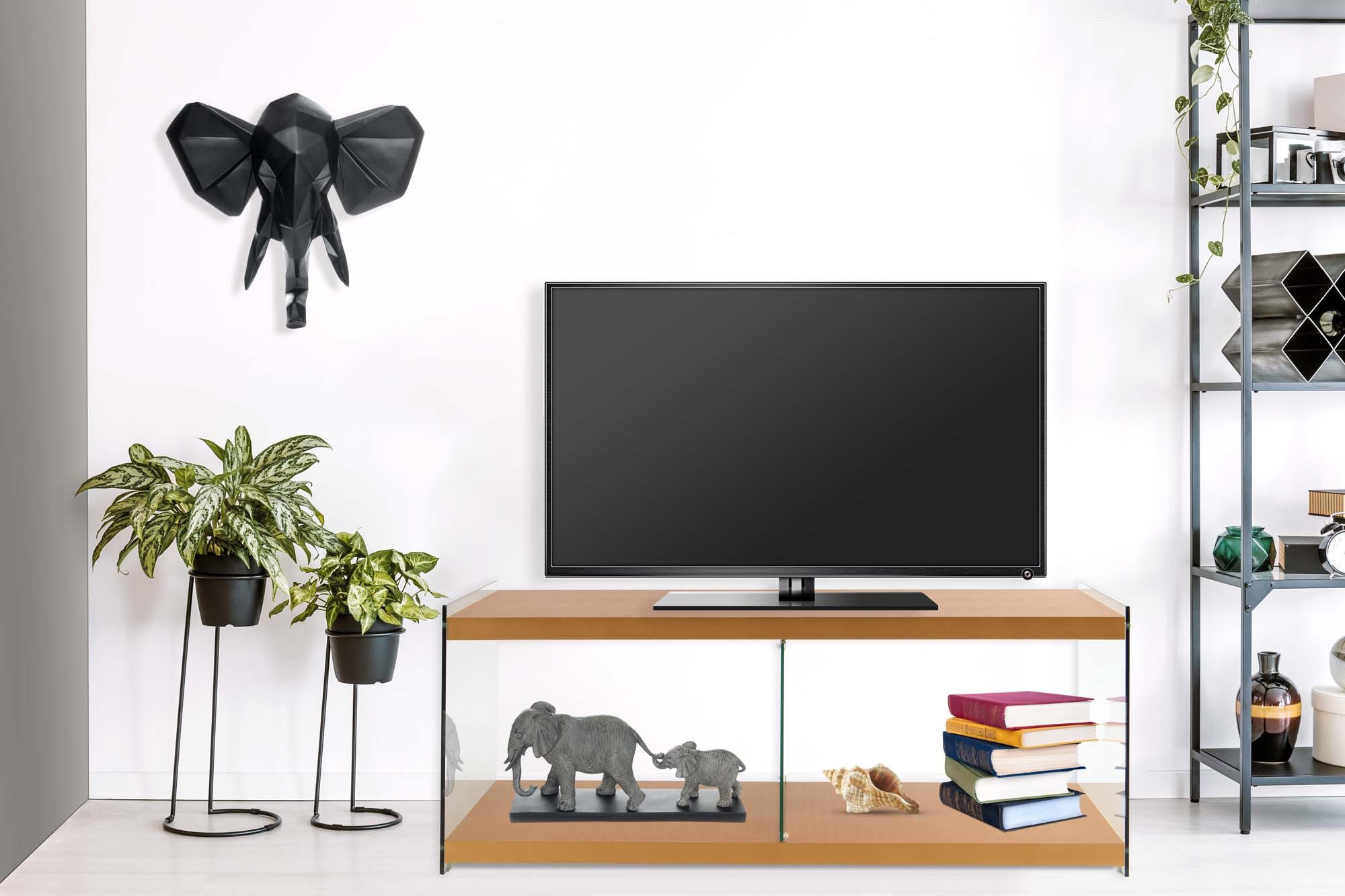 Kayoom TV-Schrank TV-Tisch Elementary, eckige Form, viel Ablagefläche (1-St) TV-Tisch, gehärtetes Glas, pflegeleicht
