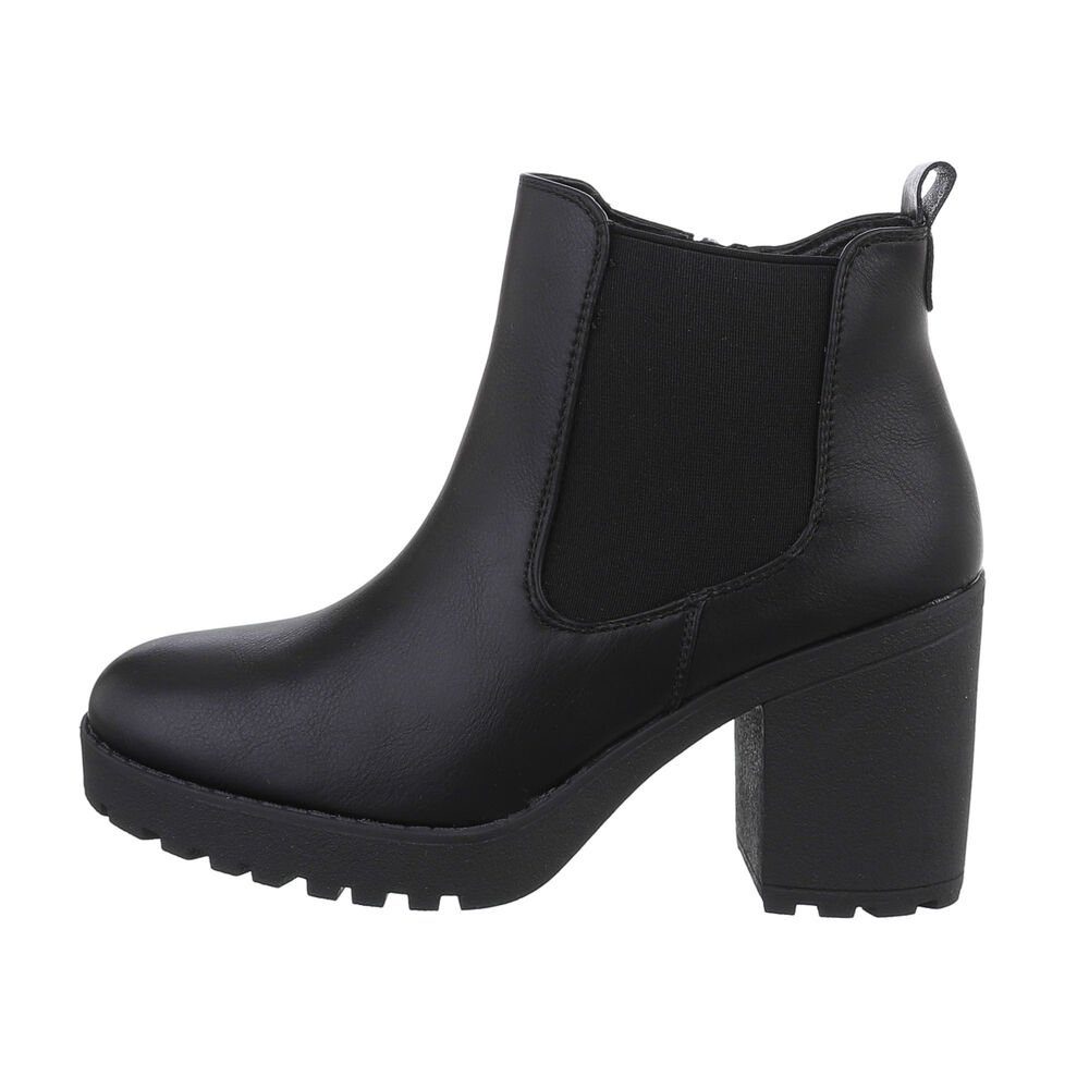 Ital-Design Damen Freizeit Сапоги на высоком каблукеette Blockabsatz High-Heel Stiefeletten in Schwarz