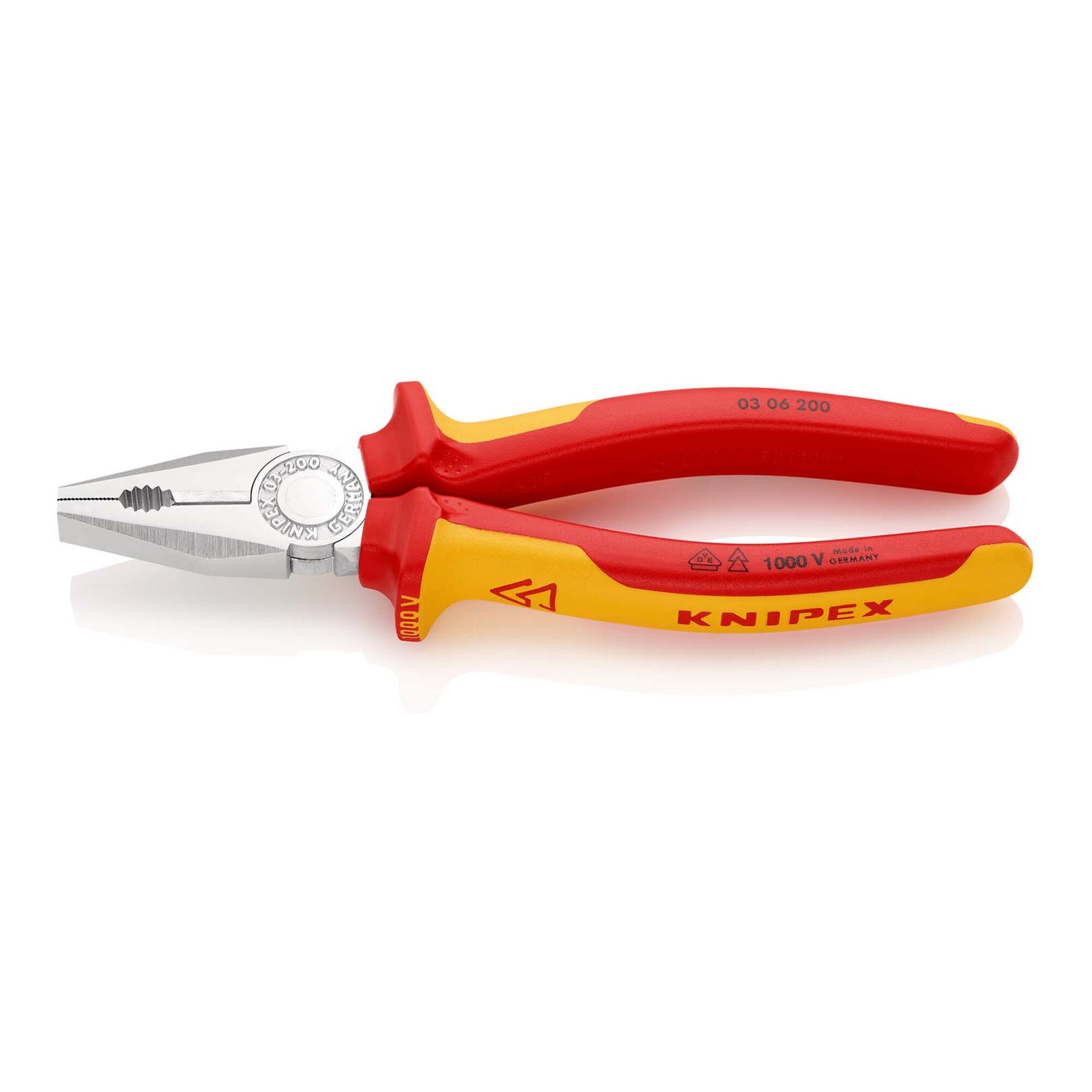 Knipex Kombizange KNIPEX 03 06 200 Kombizange isoliert mit Mehrkomponenten-Hüllen, VDE-g