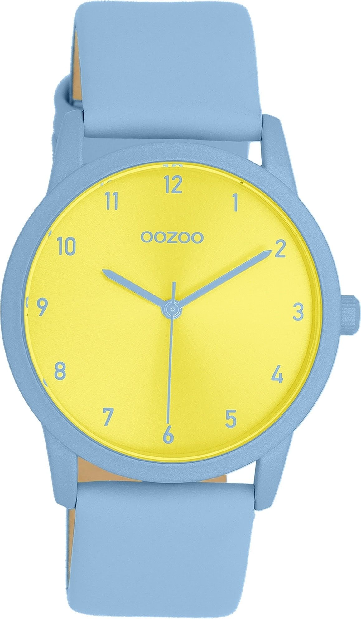 OOZOO Quarzuhr Oozoo Damen Armbanduhr hellblau Analog, (Analoguhr), Damenuhr rund, mittel (ca. 38mm) Lederarmband, Casual-Style
