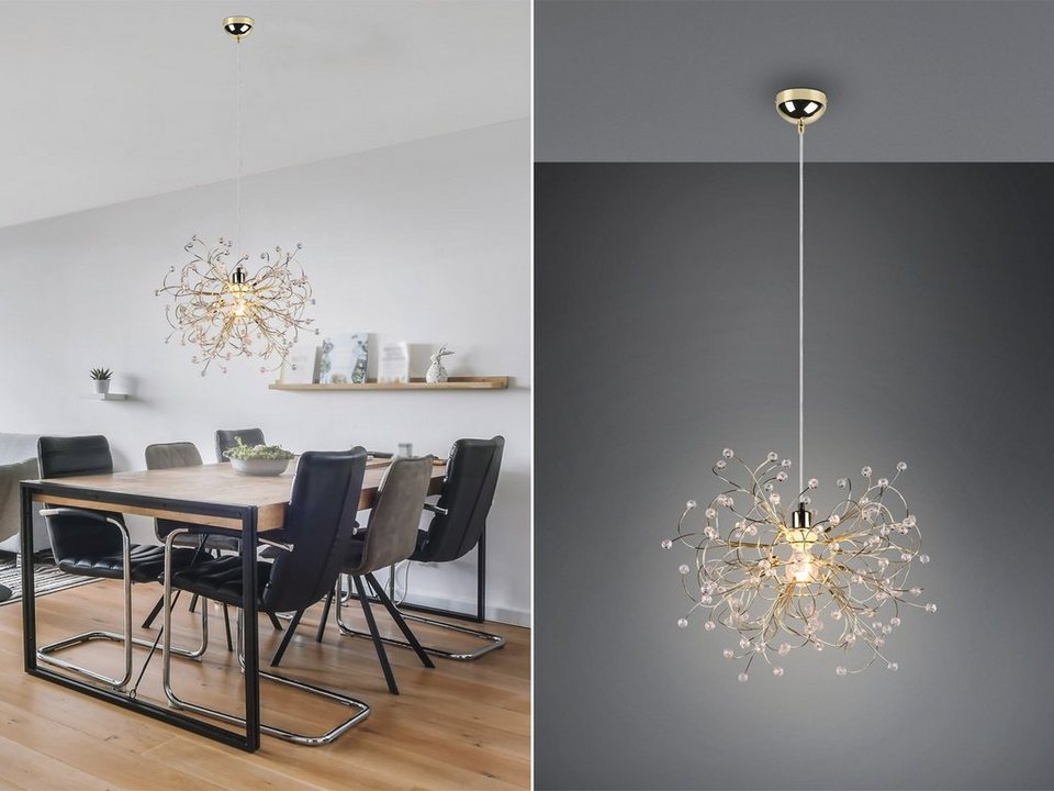 meineWunschleuchte LED Pendelleuchte, Dimmfunktion, LED wechselbar,  warmweiß, ausgefallene Designer Lampen für über-n Esstisch hängend, Gold Ø  52cm