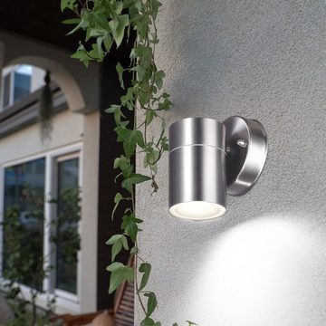 etc-shop Außen-Wandleuchte, Leuchtmittel nicht inklusive, Design Wand Lampe Fassaden Außen Beleuchtung Edelstahl Garten Down