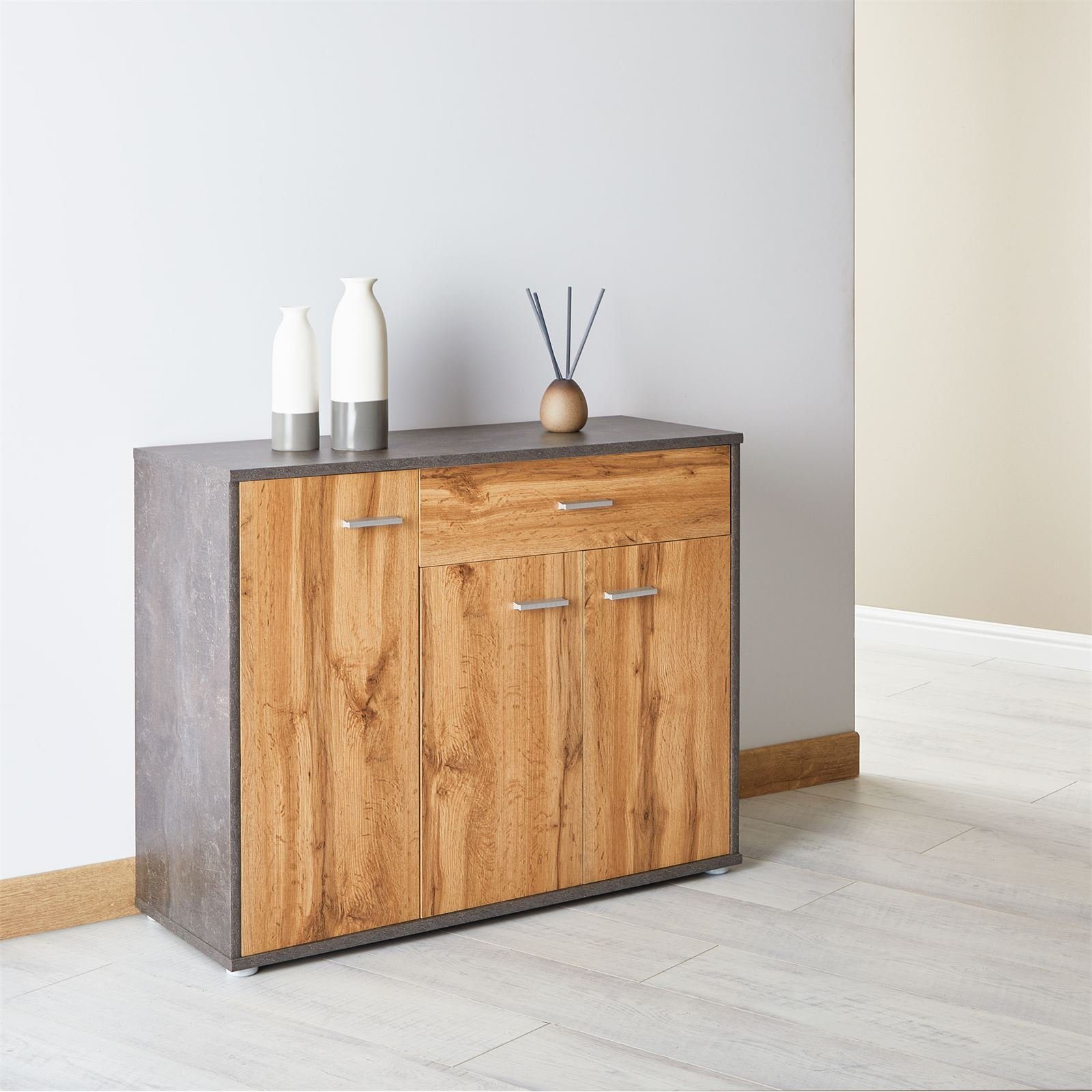 CARO-Möbel Schuhschrank DEUSTO Schmale Flurkommode mit Schublade und 3 Türe günstig online kaufen