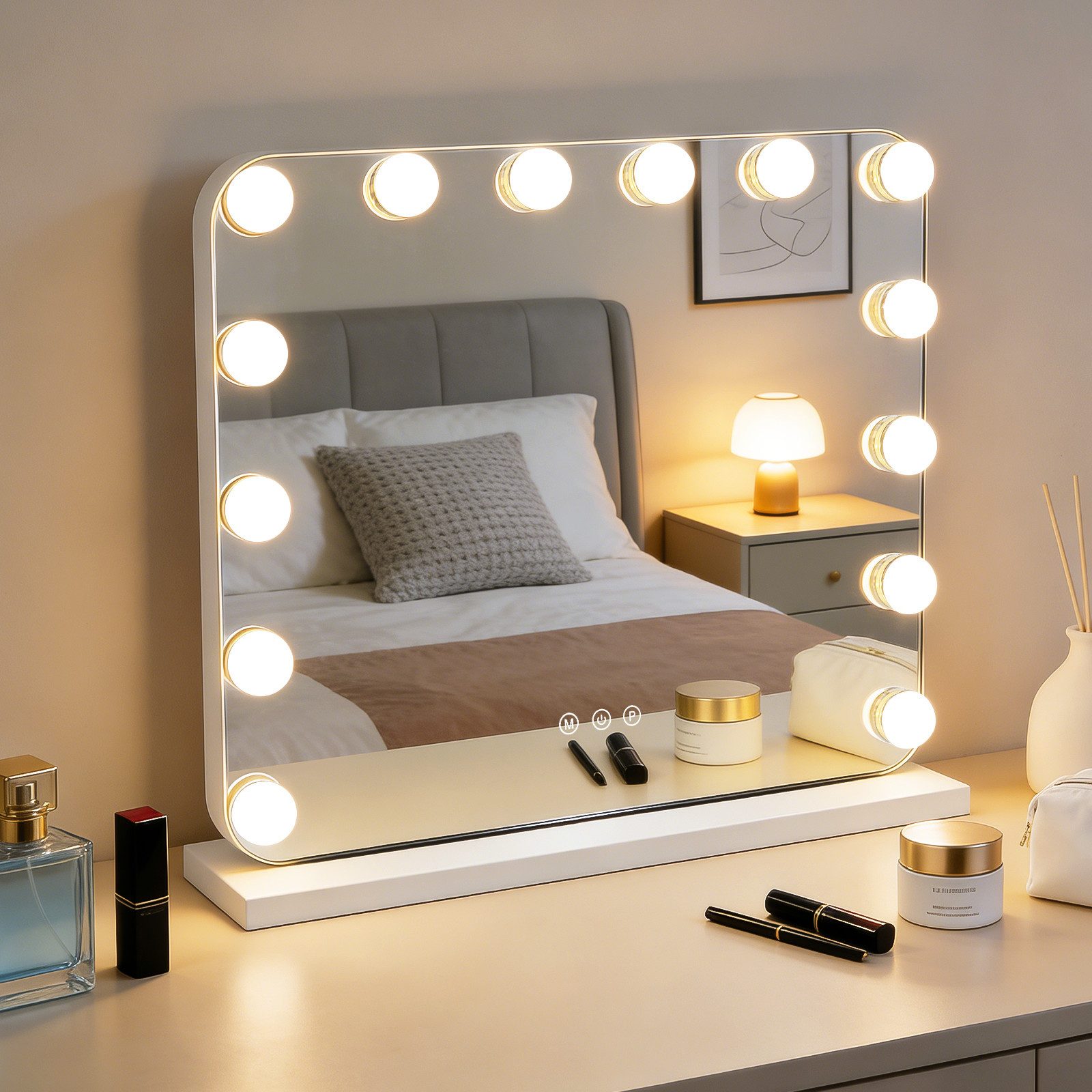 ZMH Schminkspiegel LED 3 Modi, Touch-Dimmbar, Kosmetikspiegel, Tischspiegel