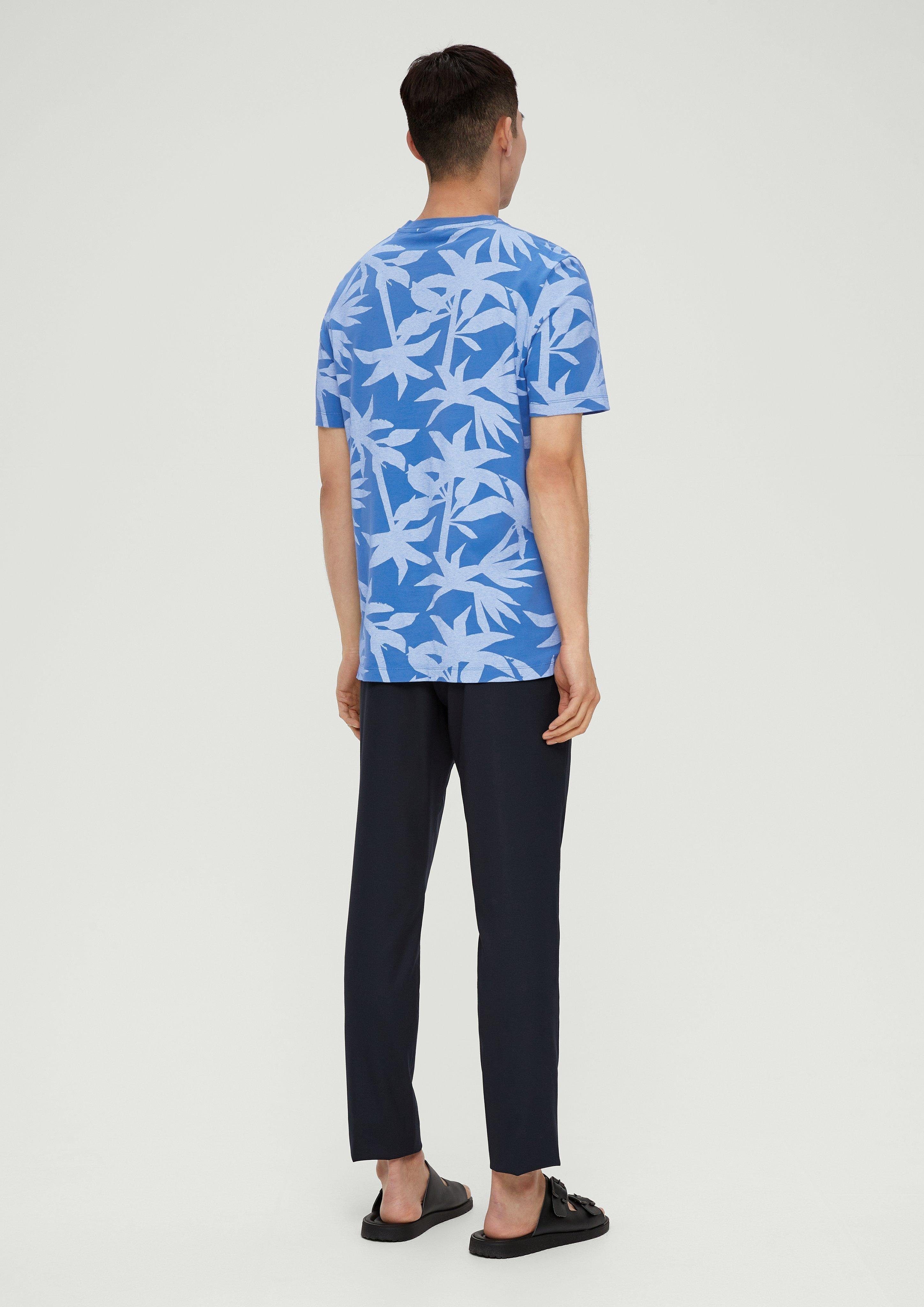 hellblau Baumwollshirt mit Kurzarmshirt Garment s.Oliver Allover-Print Dye