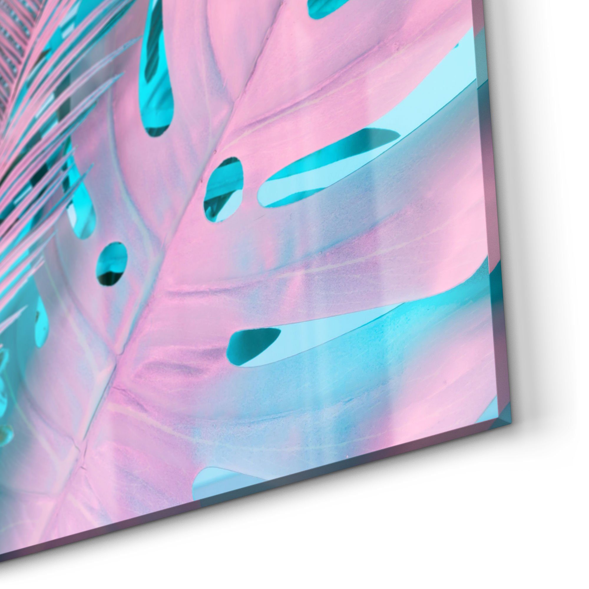 Glas Herdblende DEQORI Farbeffekt', 'Tropenblätter: Spritzschutz Küchenrückwand Badrückwand