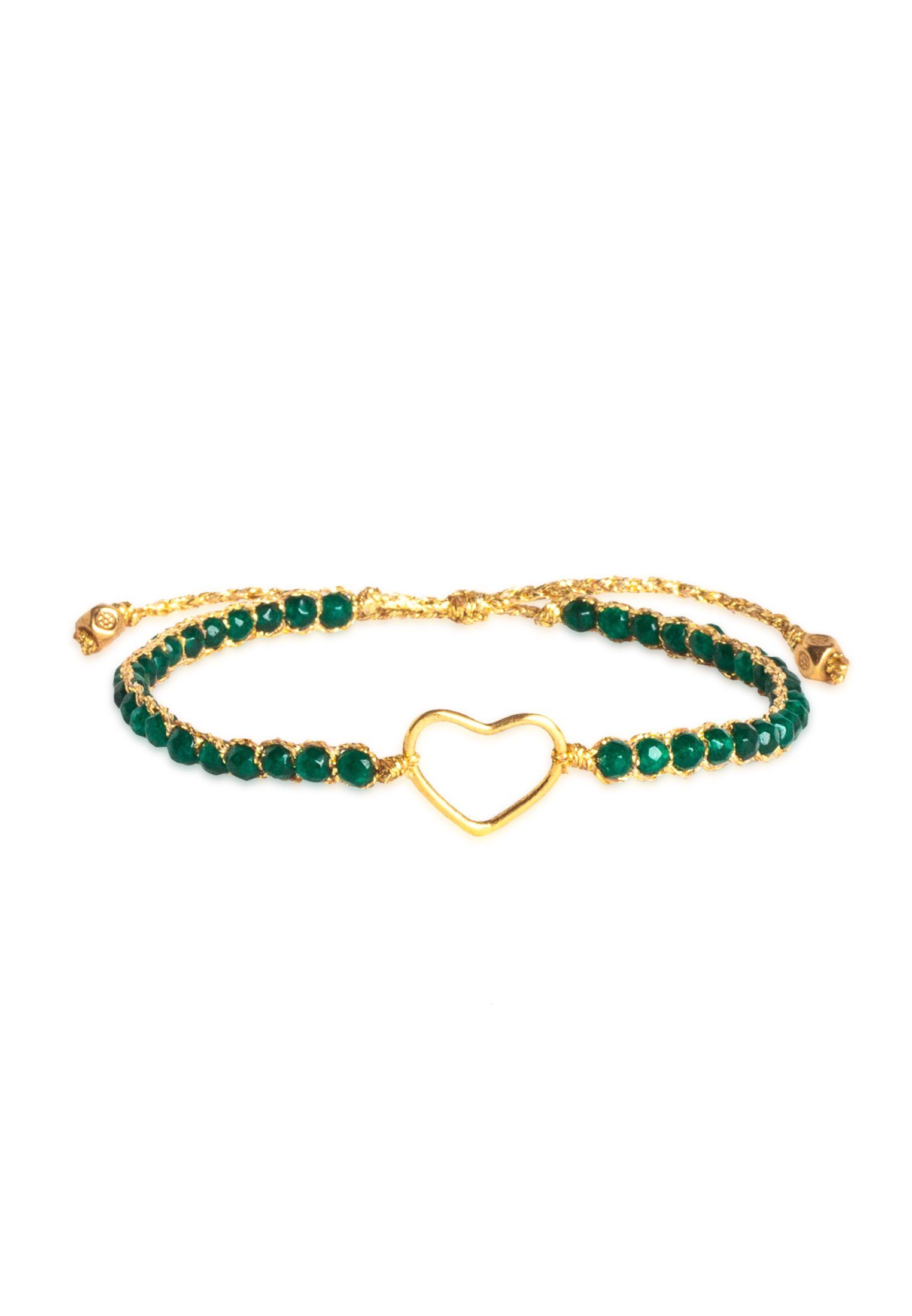 SAMAPURA Armband Grünes Smaragd-Achat-Herz-Armband, Gold Faden günstig online kaufen