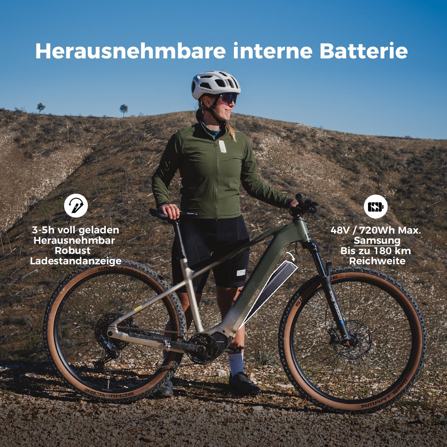 DERUIZ E-Bike Mountainbike 29 Zoll, 110 Nm Mittelmotor, Dolomit, 720Wh bis zu 180km, Bluetooth, 11 Gang SHIMANO CUES ASLU6000T1R Schaltwerk, Kettenschaltung, Mittelmotor, 720 Wh, (Trittfrequenz- und Drehmomentsensor, Elektrofahrrad, Aluminiumrahmen), 6 Stufen, Anfahrhilfe, Auto-Hold-Funktion, bis zu 170kg, MTB