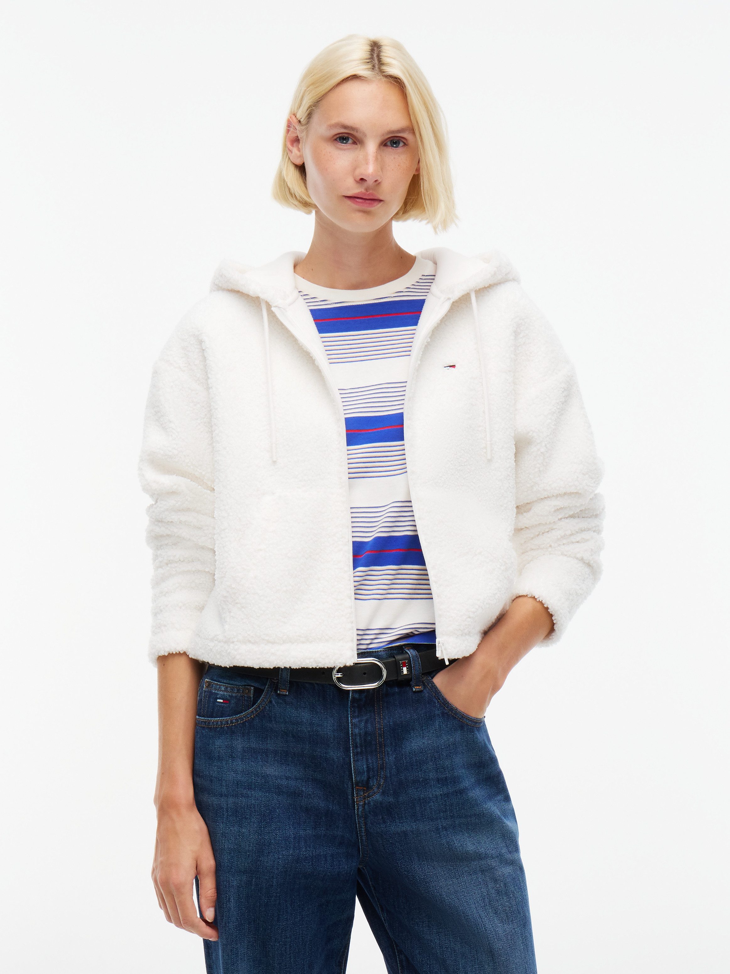 Tommy Jeans Kapuzensweatjacke TJW TEDDY HOODED ZIP THRU EXT mit flauschiger Haptik