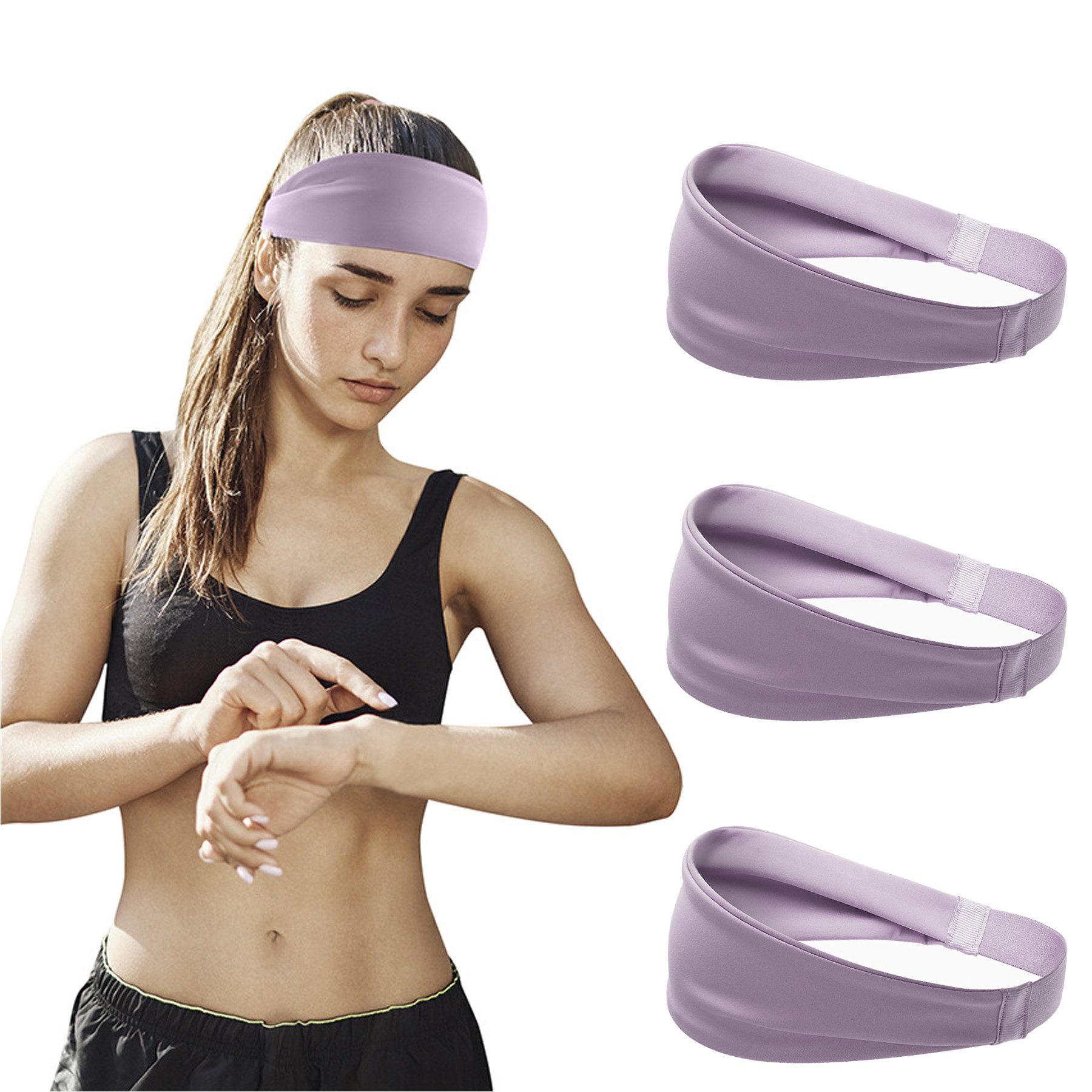 Stirnband Sport Stirnband 3 Stück Anti Slip Elastic Sport Wicking Stirnband