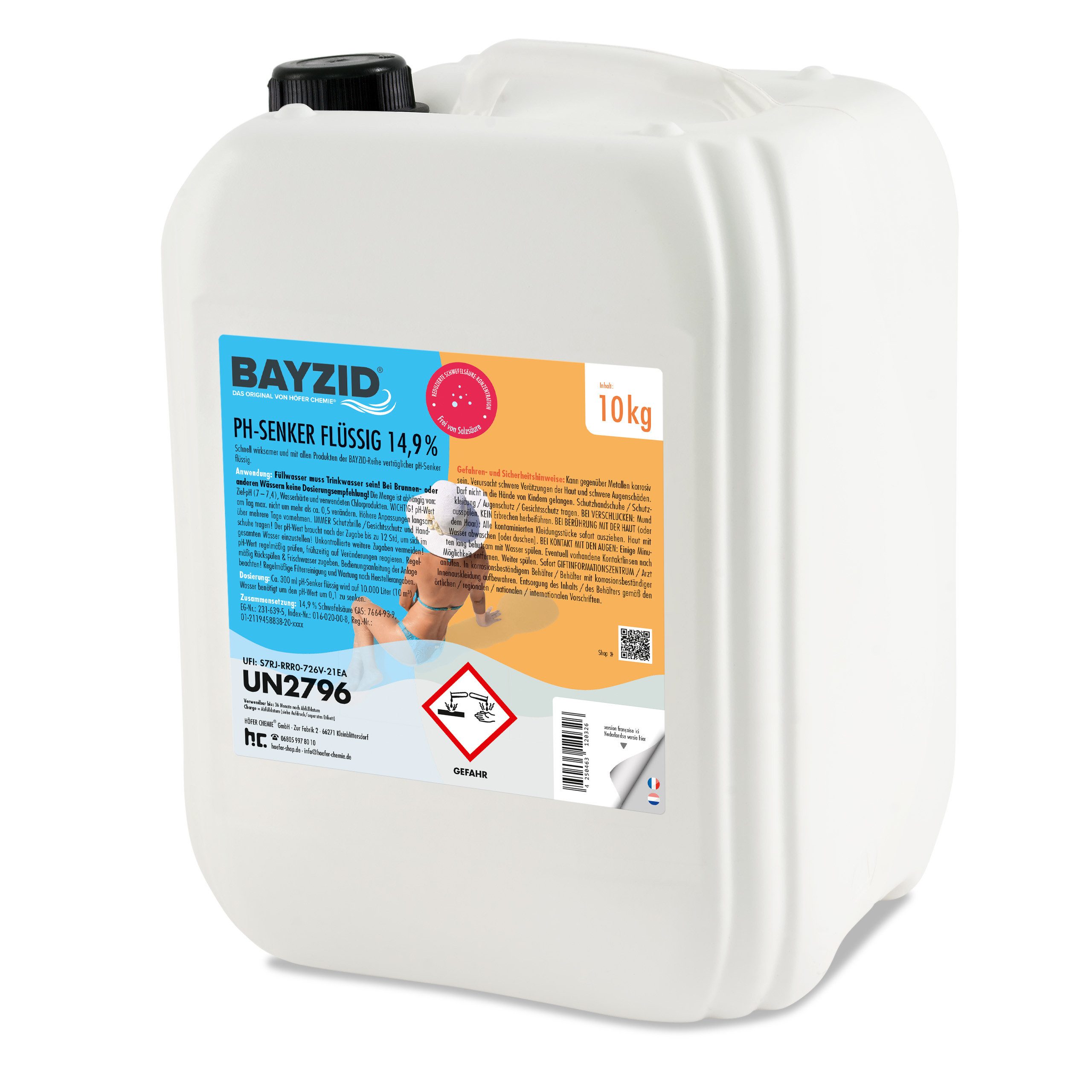 BAYZID Poolpflege 10 kg BAYZID® pH Minus flüssig 14,9%