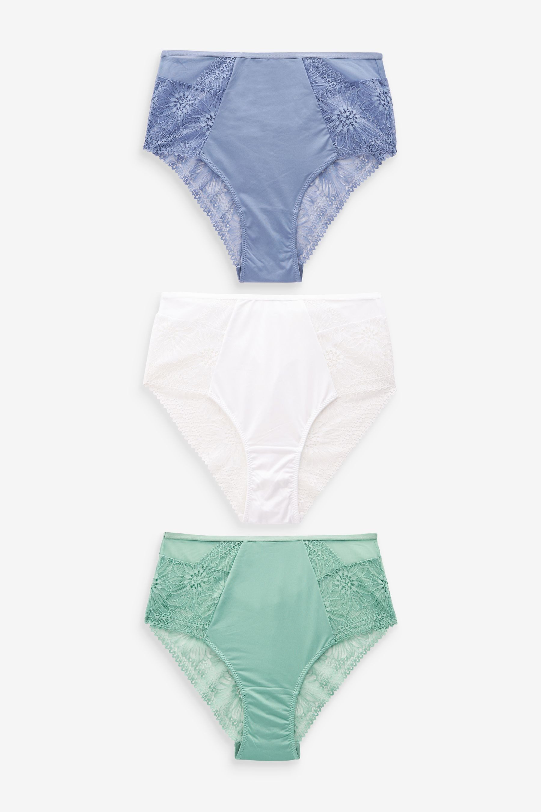 Slip 3er-Pack Hochbund-Spitzenslip, hoher Beinschnitt
