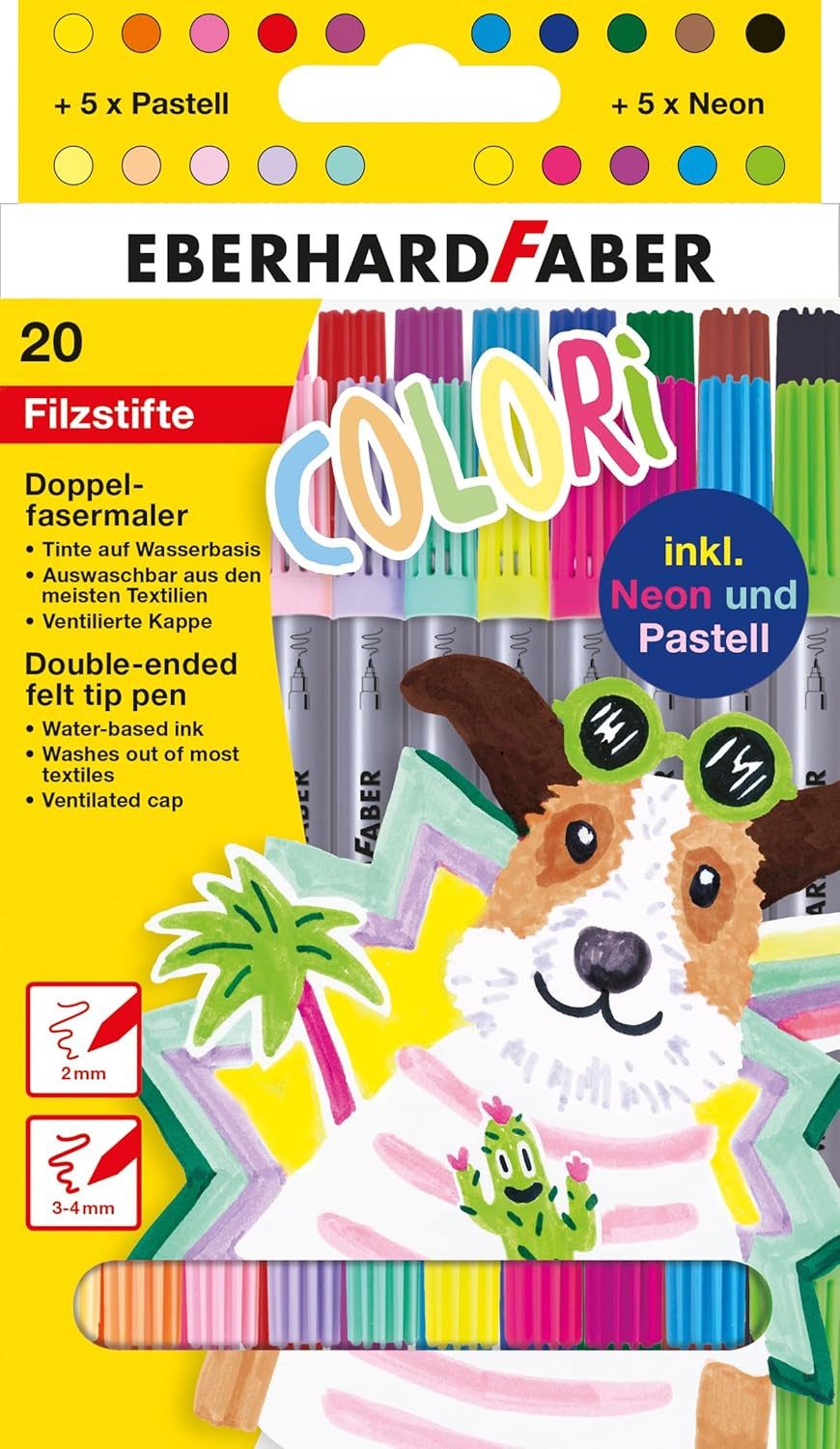 Eberhard Faber Filzstift Eberhard Faber 550020 Filzstifte Colori Set mit 20 Farben, (20-tlg)