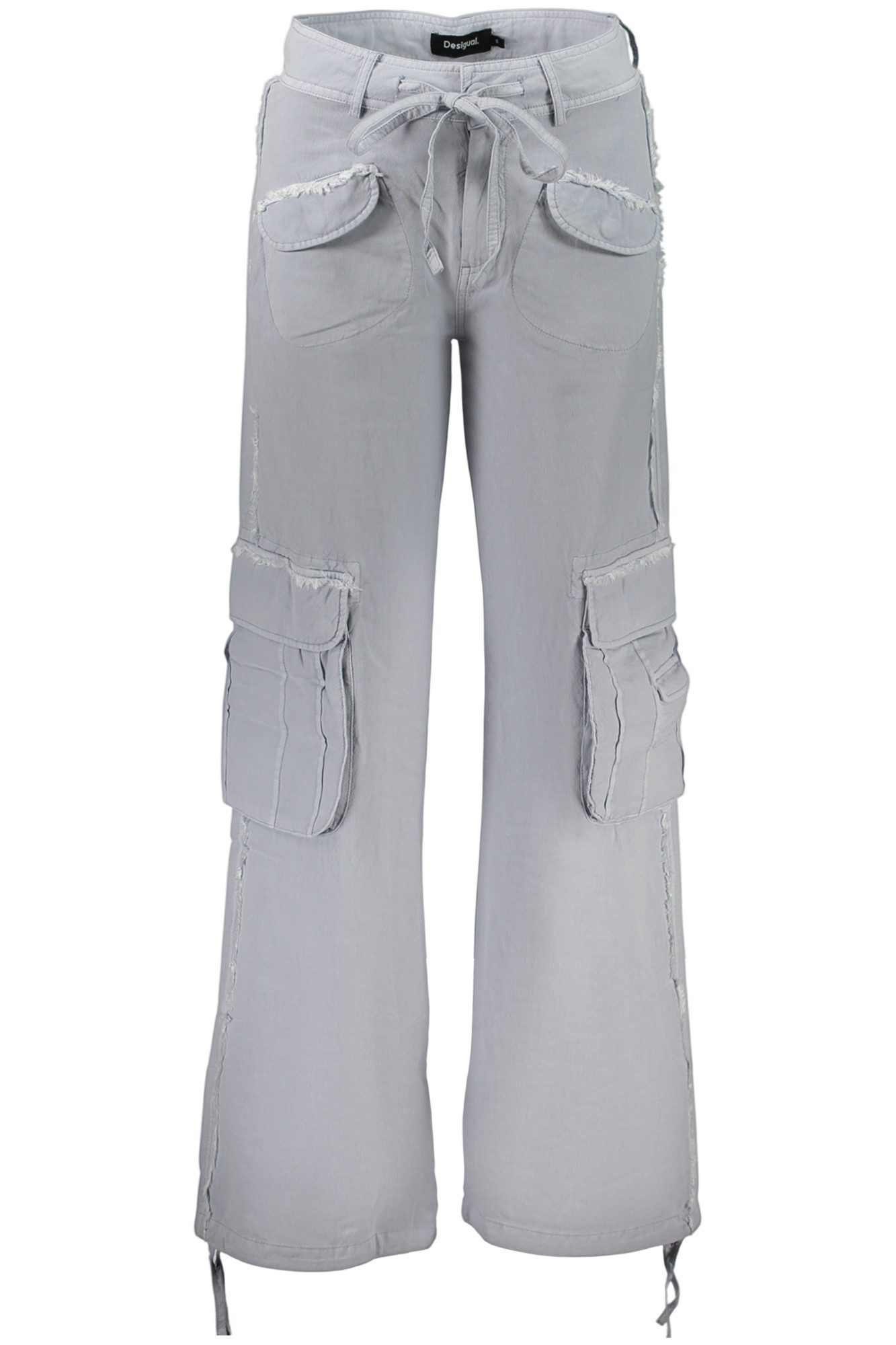 Desigual 5-Pocket-Hose Blaue Damenhose im Dorfstil mit Pattentaschen und Kordelzug
