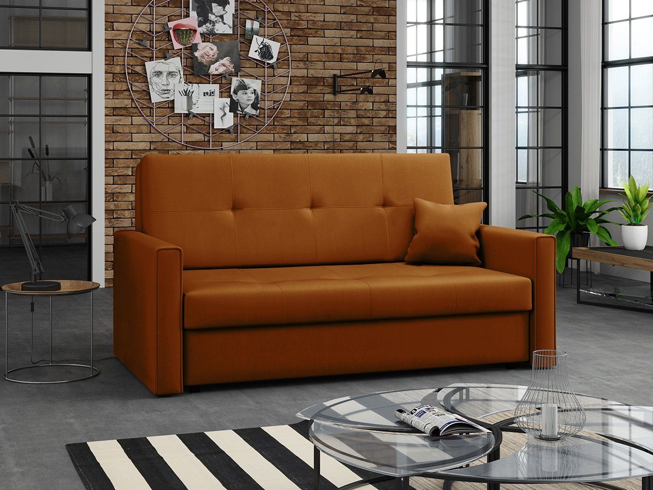 MIRJAN24 Schlafsofa Viva Bis III, mit Bettkasten und Schlaffunktion, inkl. Kissen, 3 Sitzer, Metallfüße