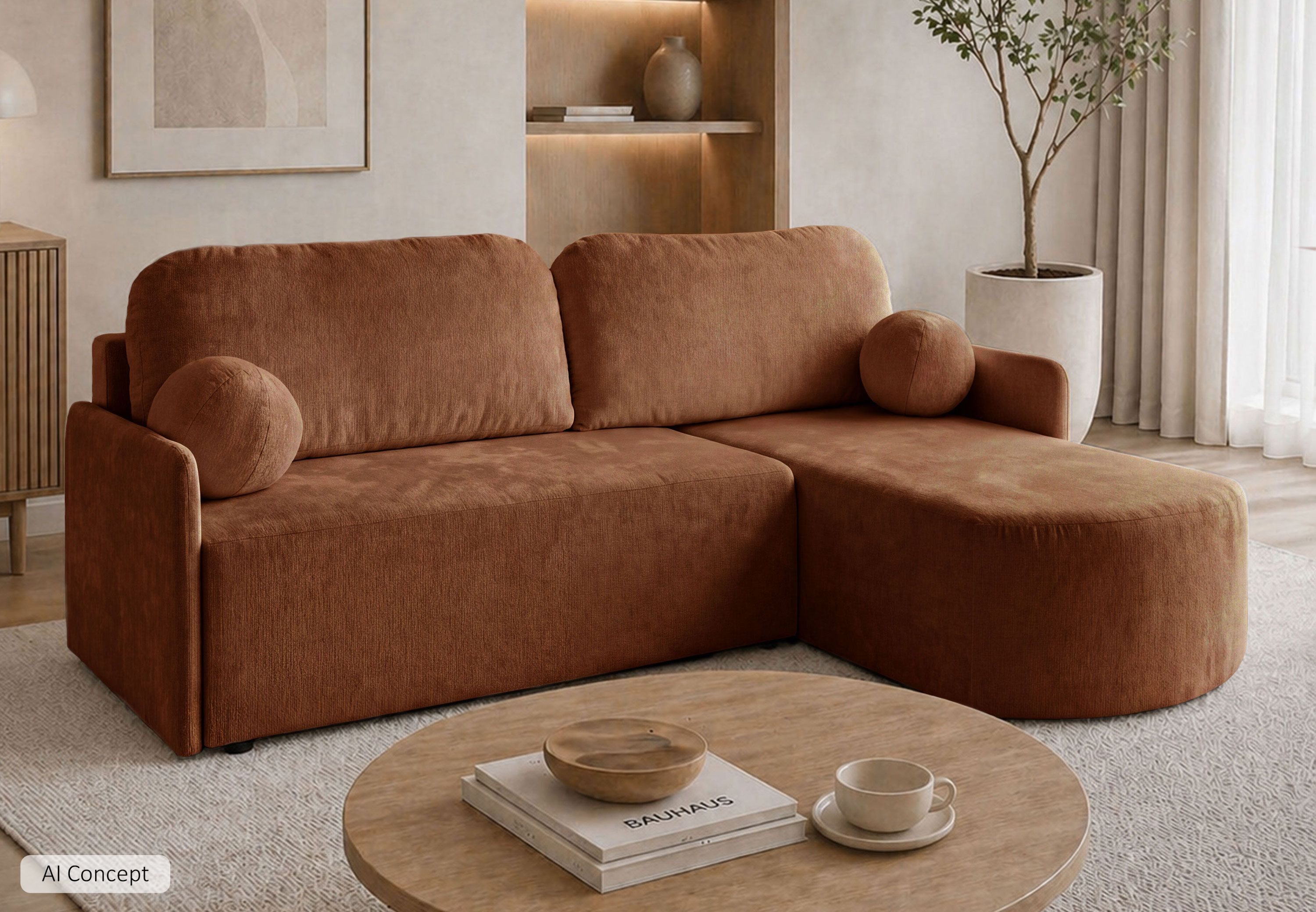 Lookway Ecksofa BLISS mit Schlaffunktion und Bettkaste, 212x160x95 cm