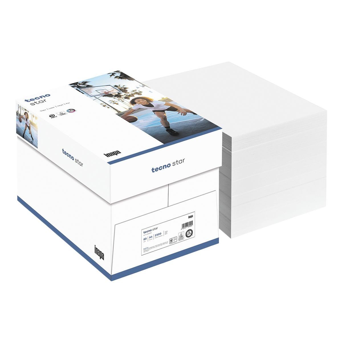 Inapa tecno Druckerpapier Star, Format DIN A4, 80 g/m², 150 CIE, 2500 Blatt | Papier