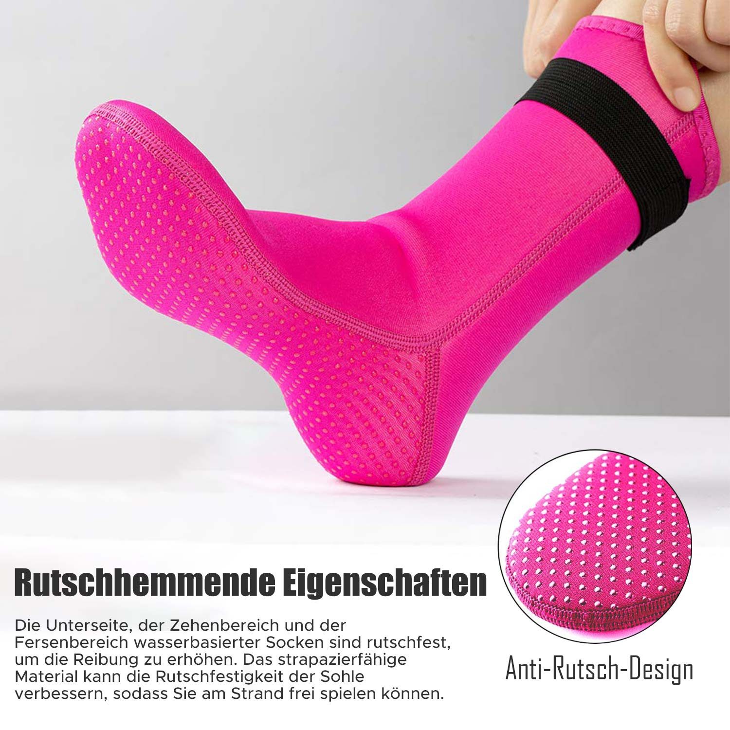 Refttenw Neoprensocken 3mm Neopren Tauchsocken,rutschfest, wasserdicht Klettverschluss-Design an den Sockenbündchen
