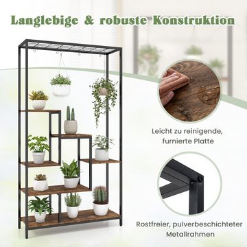 COSTWAY Blumenständer, Pflanzenständer 6 Etagen Metall mit 10 S-Haken, 180cm