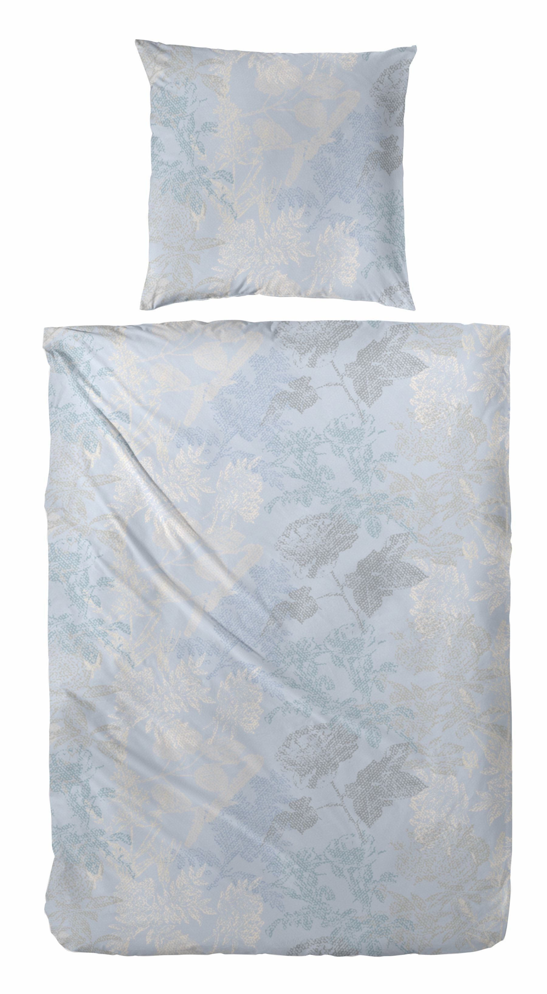 WESTMINSTER Bettwäsche Westminster Feinbiber Bettwäsche 155x220 Rosen Zweige blau silber, Feinbiber, 2 teilig