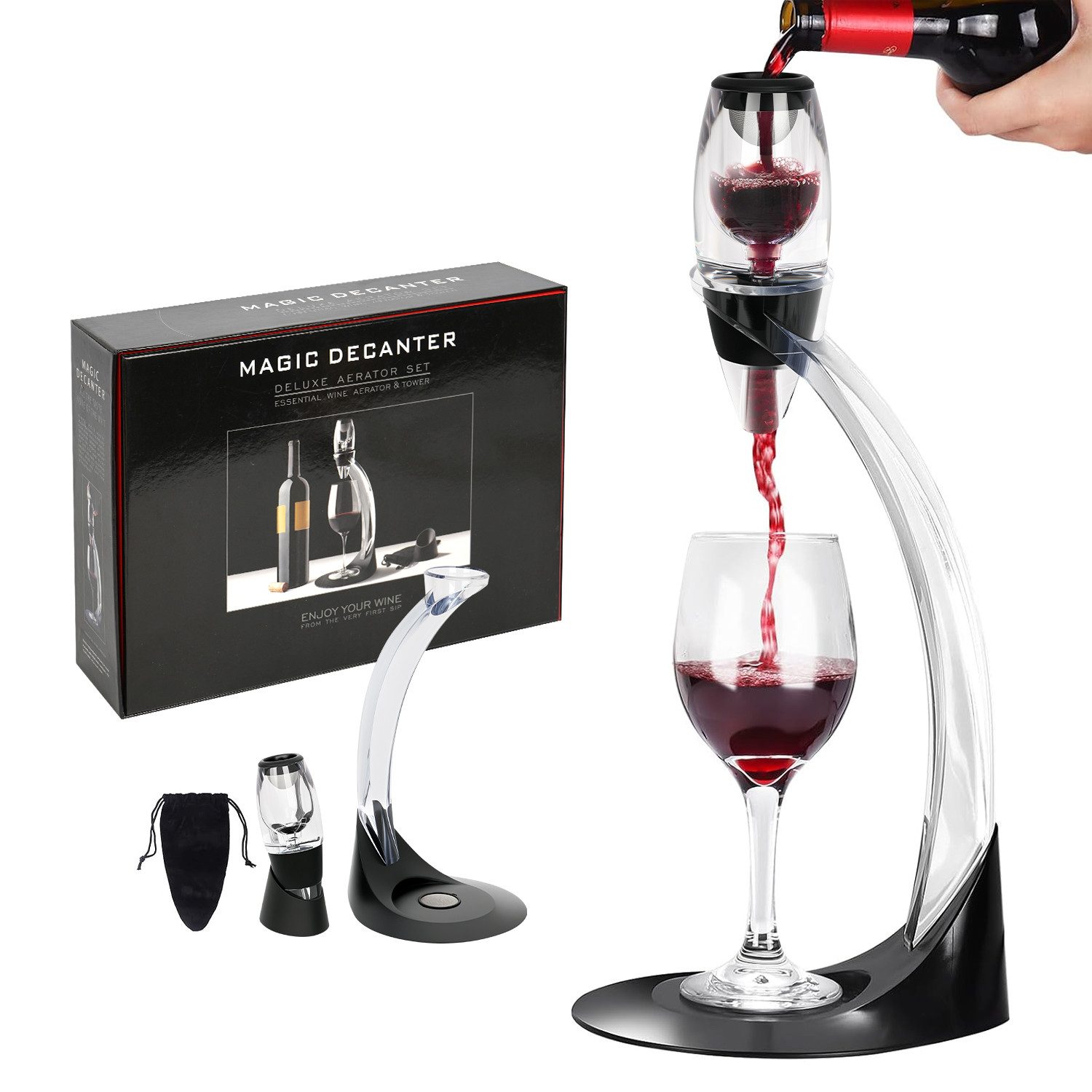 OSTWOLKE Dekanter Weinbelüfter Wein-Dekanter Dekantierer Wein-Ausgießer mit Ständer