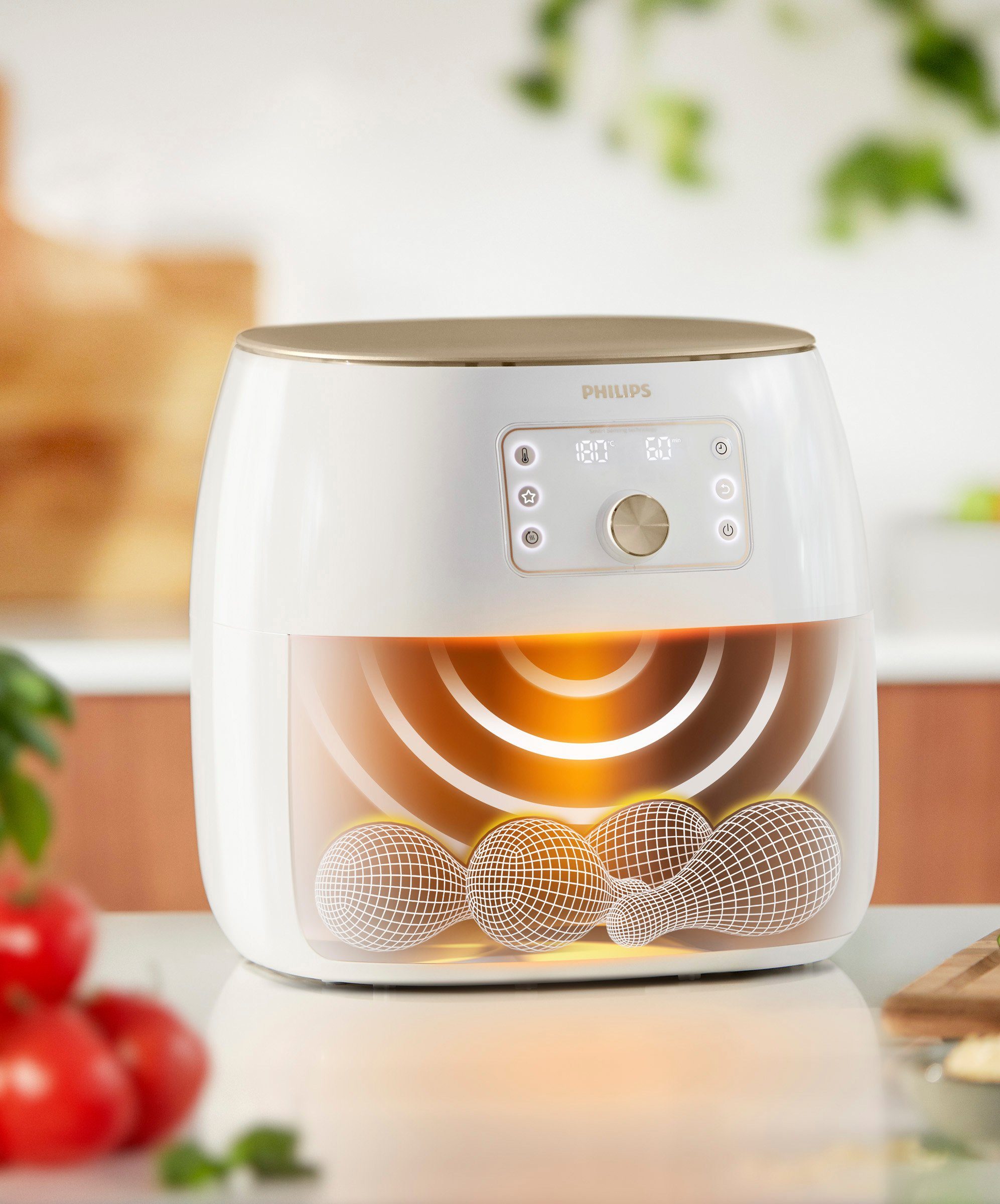 W, Fassungsvermögen Technologie Heißluftfritteuse 2225 1,4kg, Airfryer Sensing XXL, Premium HD9870/20 Philips weiß Smart