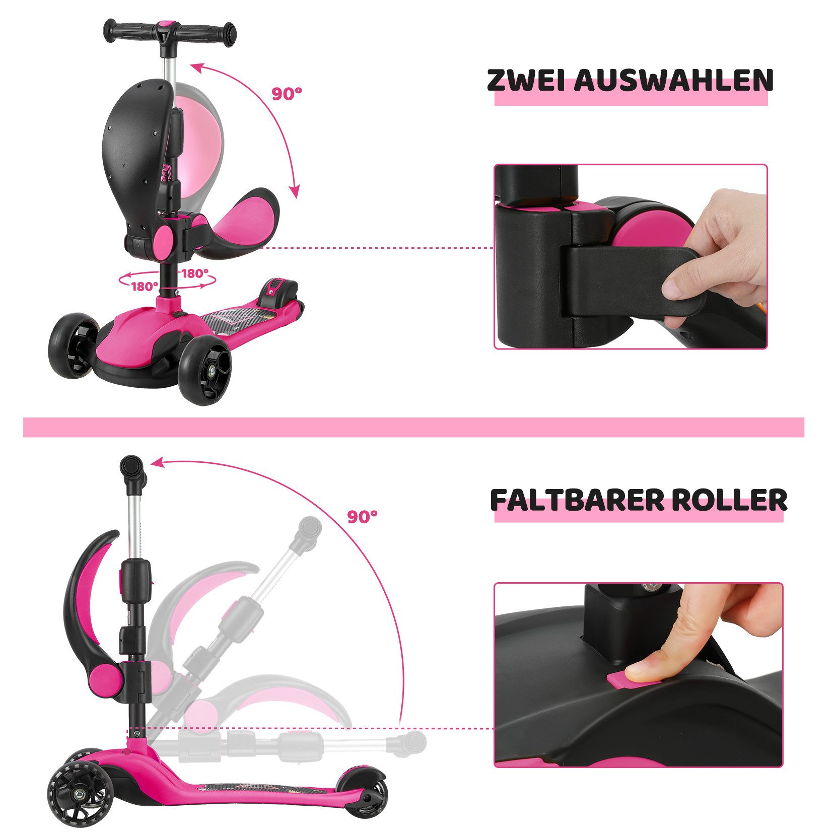BremToy Dreiradscooter Kinderroller Tretroller Faltbarer Scooter 1-14 Jahre – Bild 5 von 5