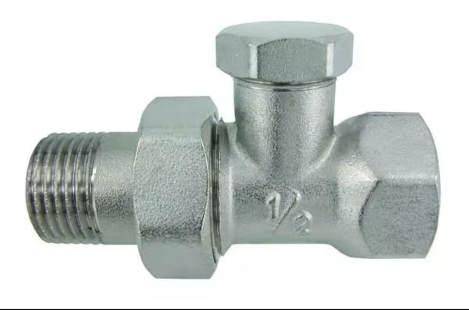 puteus Absperrventil, Radiatorverschraubung 1/2 Zoll Durchgang oder Eck - vernickelt