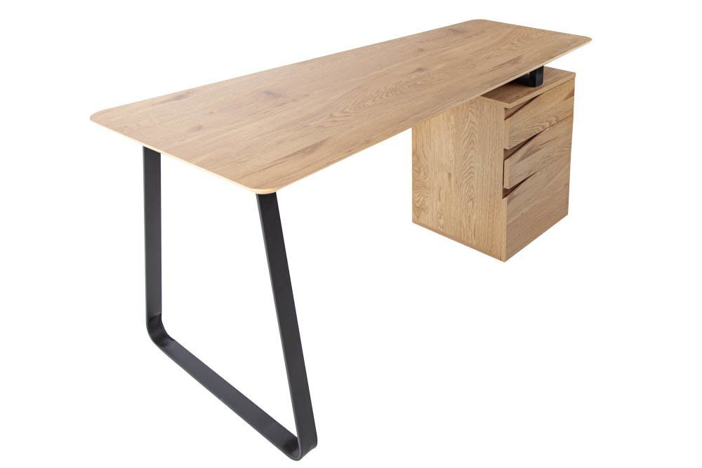 riess-ambiente Schreibtisch STUDIO 160cm natur / schwarz, Arbeitszimmer · Holzwerkstoff · Metall · mit Regal · Home Office – Bild 2 von 5