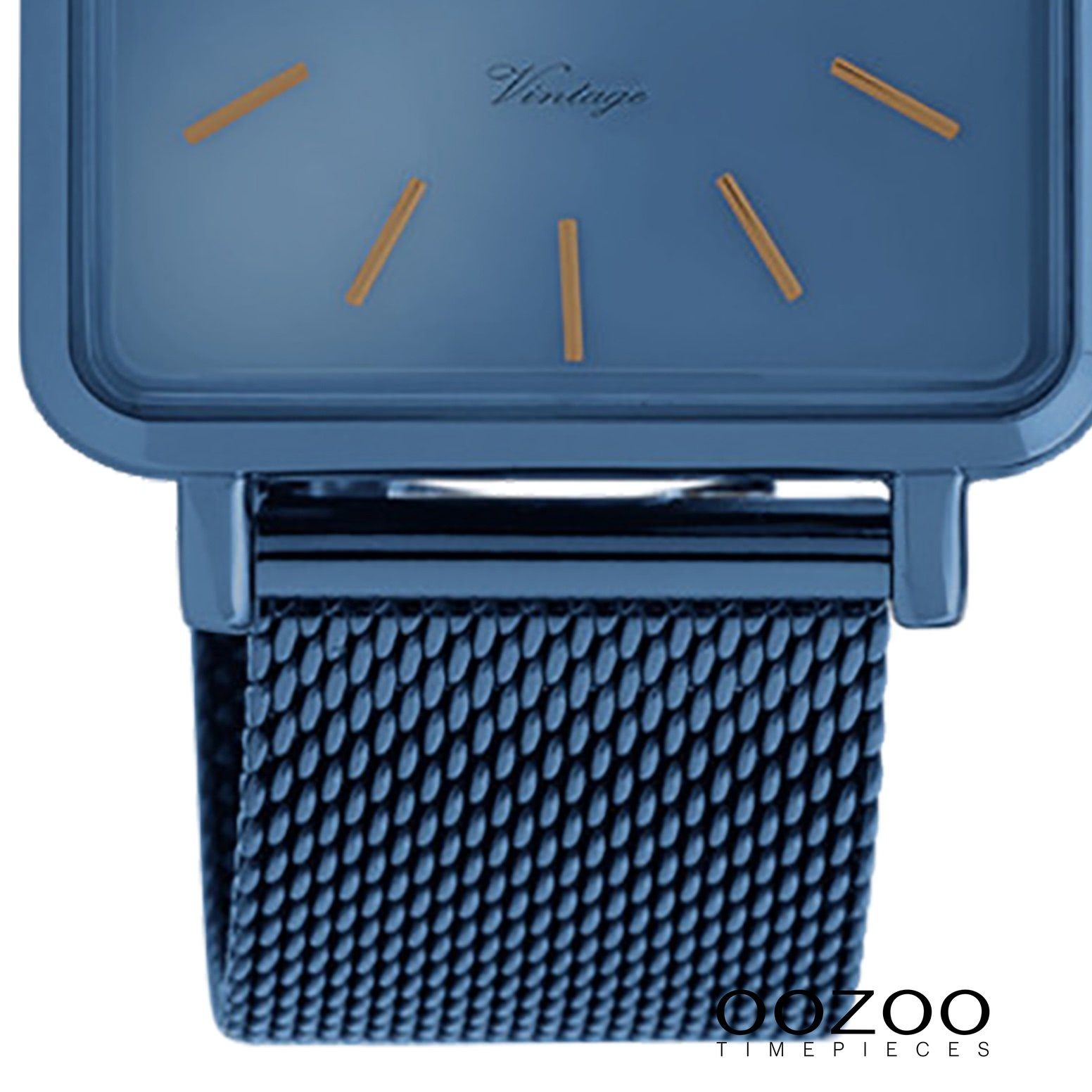 OOZOO Quarzuhr Oozoo Damen Armbanduhr blau Analog, (Analoguhr), Damenuhr eckig, klein (ca. 29mm) Edelstahlarmband, Fashion-Style