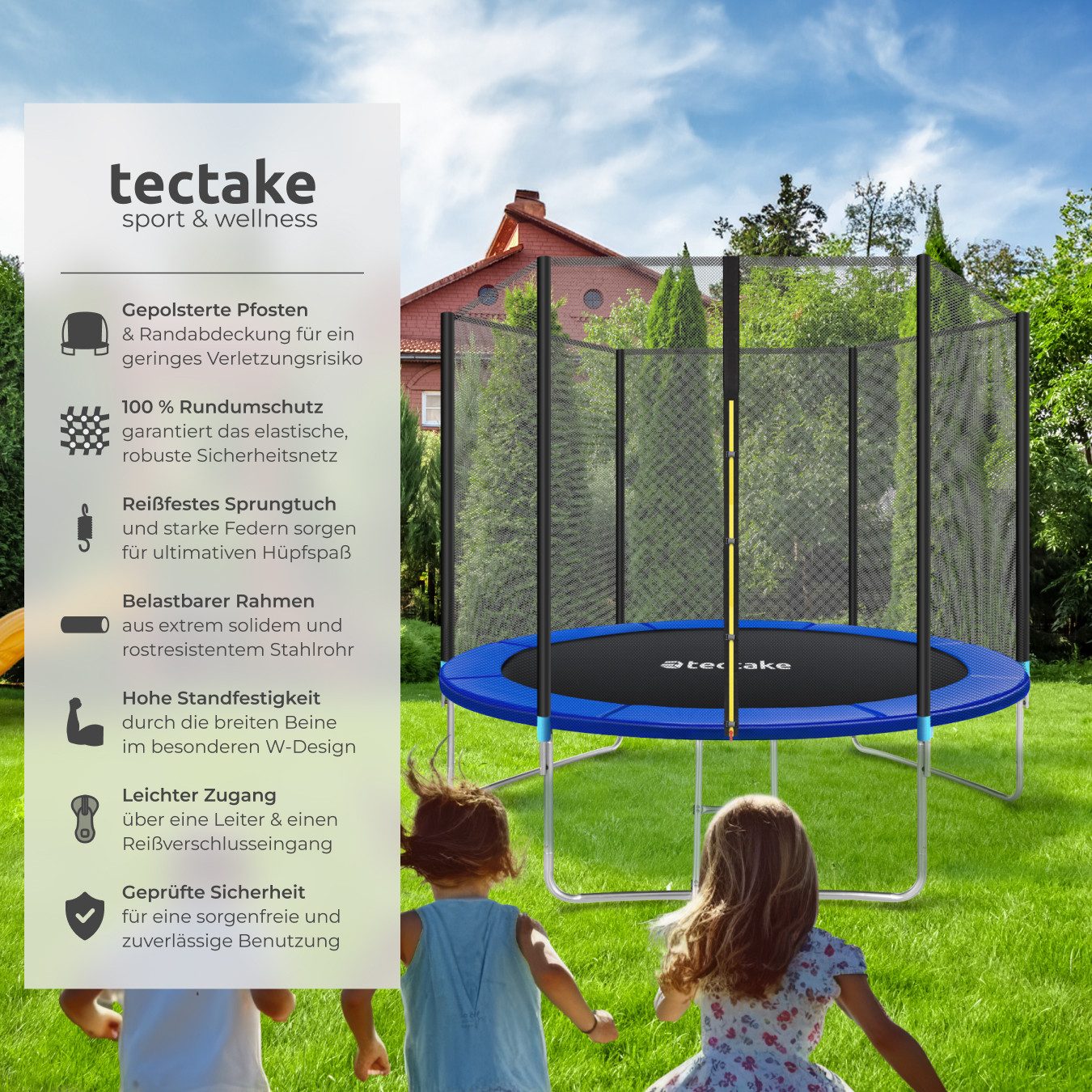 tectake Gartentrampolin Trampolin, (Komplettset), Ø 305 cm,  GS zertifiziert