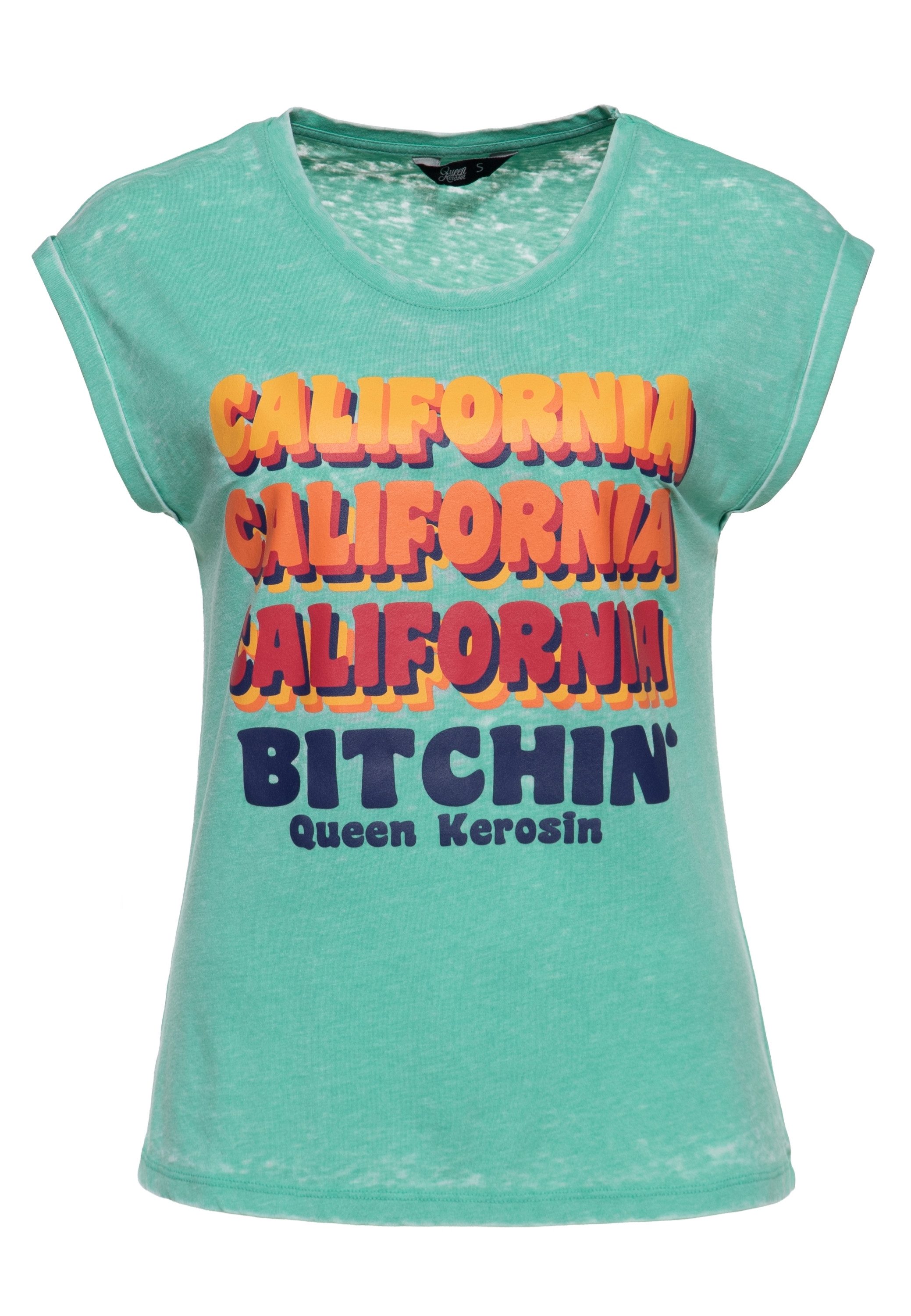 QueenKerosin Print-Shirt California Bitchin' (1-tlg) mit Text-Print