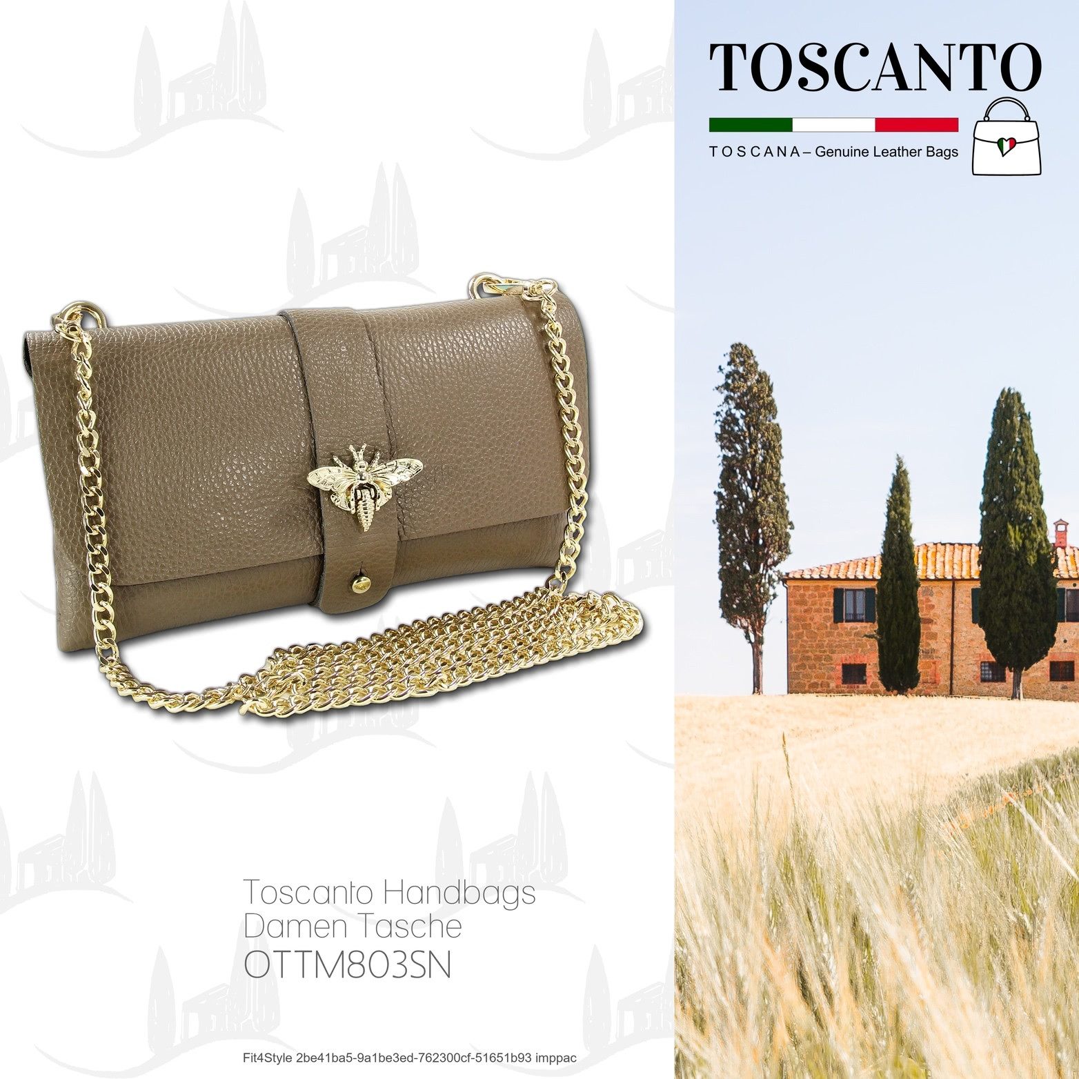 Toscanto Clutch Toscanto Damen Schultertasche Clutch (Clutch, Clutch), Damen Tasche Echtes Leder taupe, beige, Made-In Italy