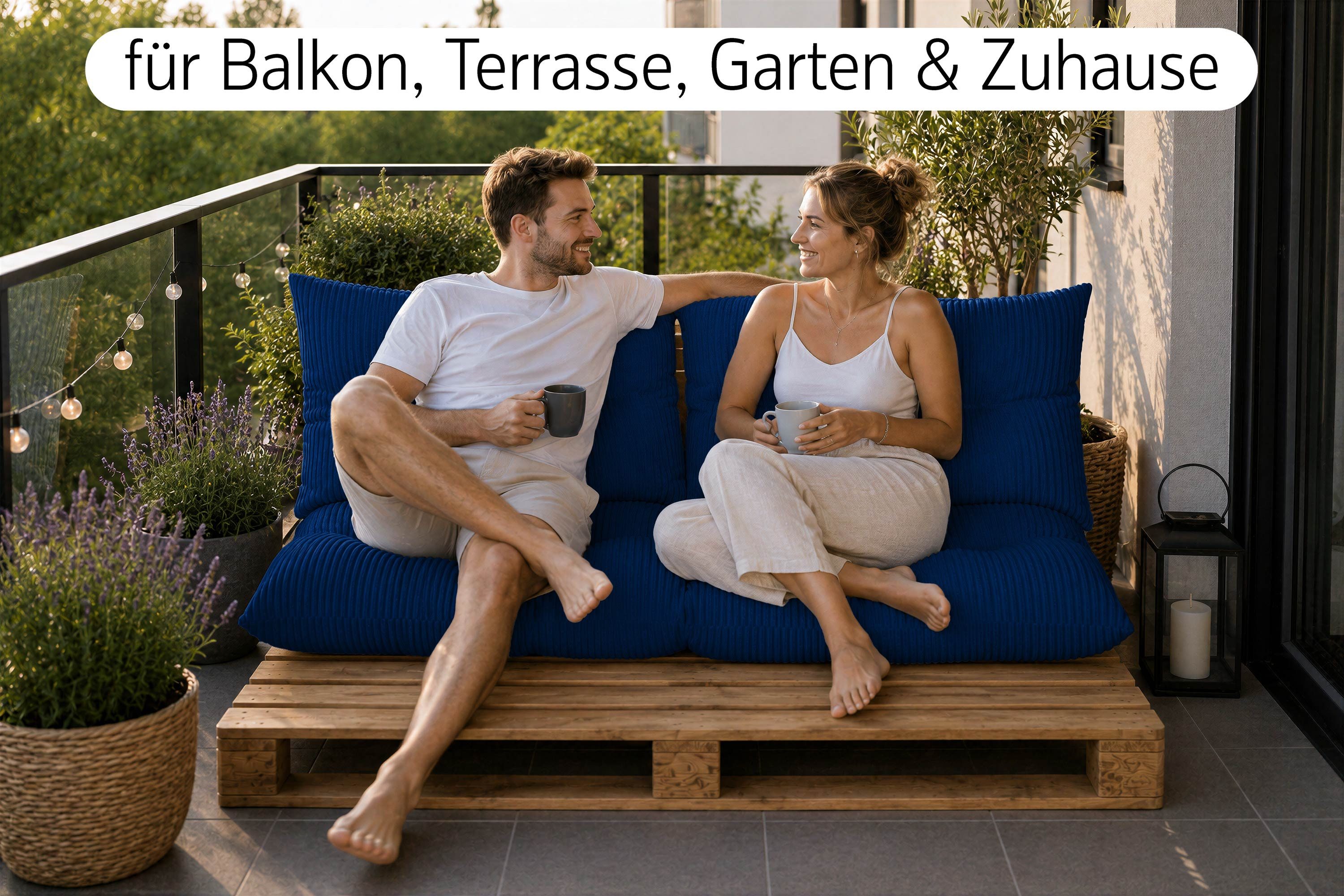 Amilian Palettenkissen Set 3-teilig Palettenauflagen für Europaletten, Balkon, Terrasse, Sitzkissen 120x60 cm + 2x Kissen 40x60 cm